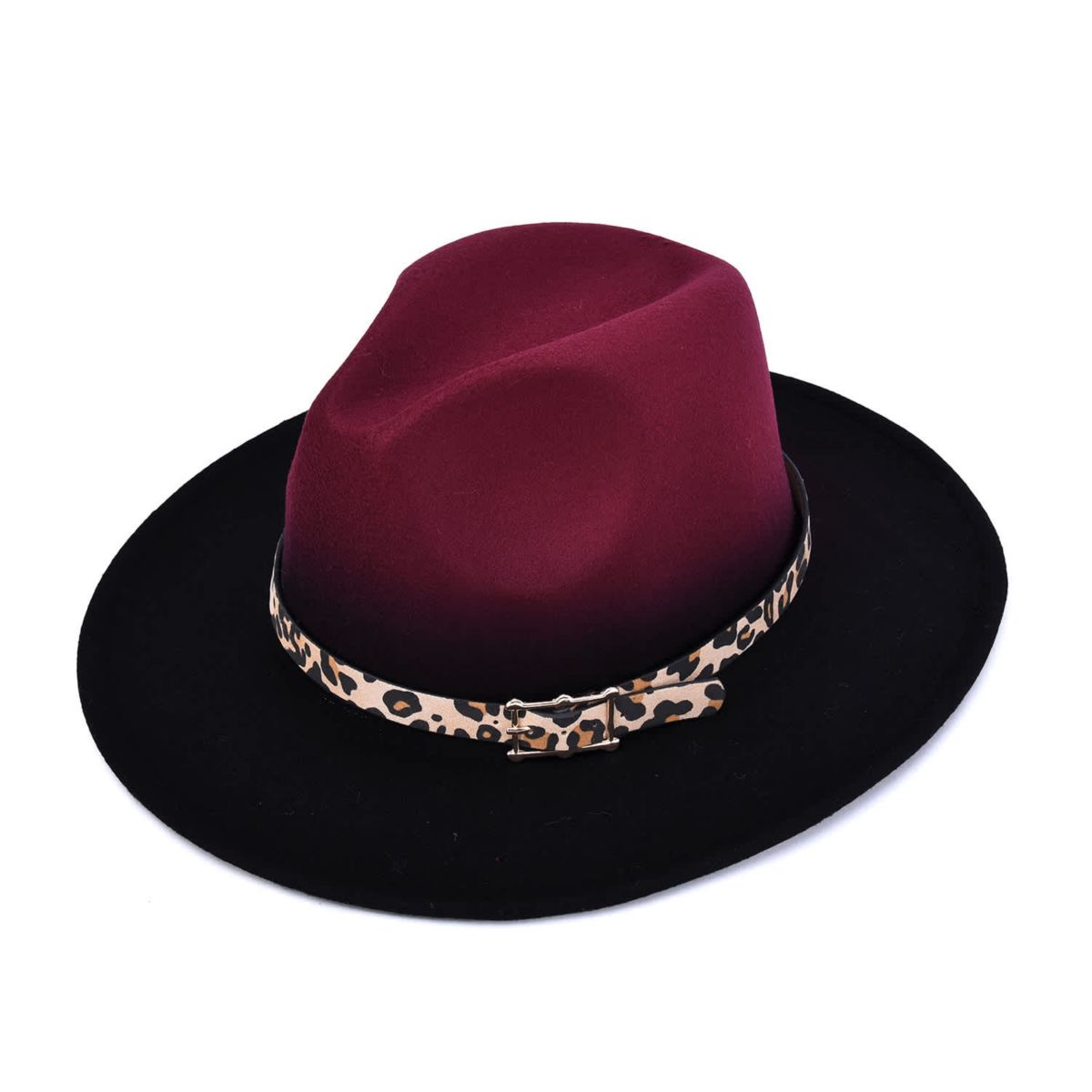 Womens Gradient Hat With Leopard Belt Band