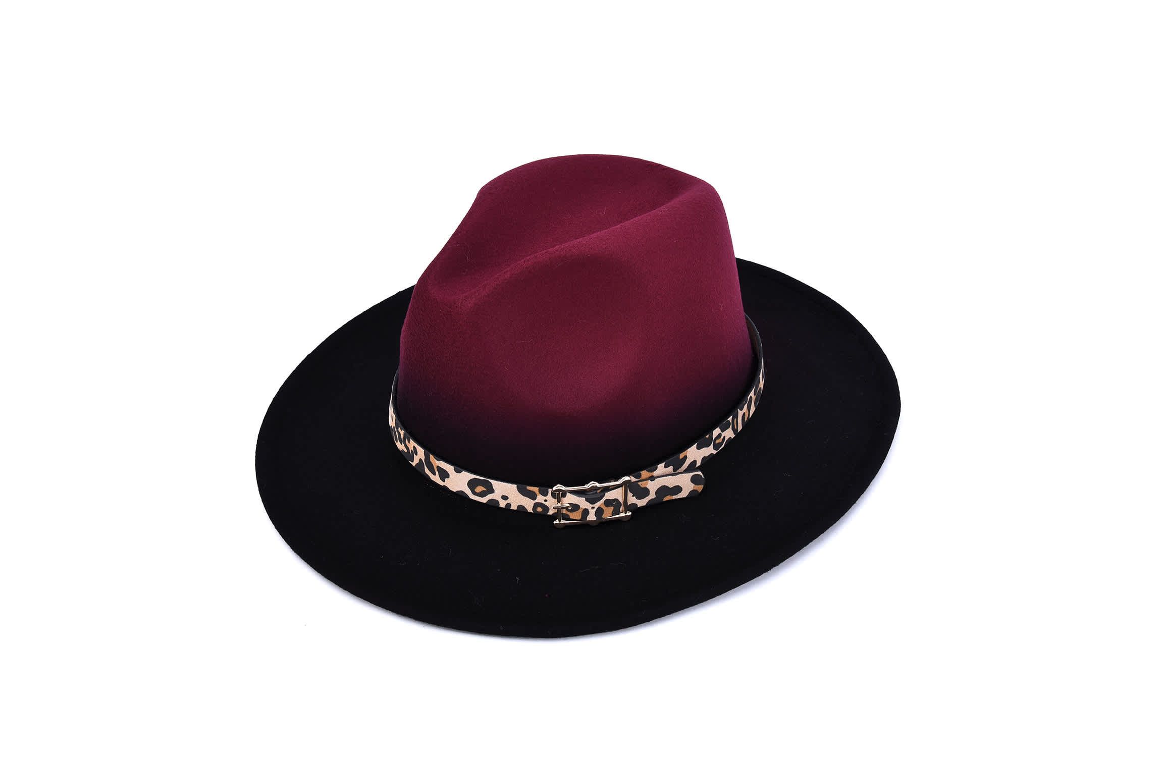 Womens Gradient Hat With Leopard Belt Band