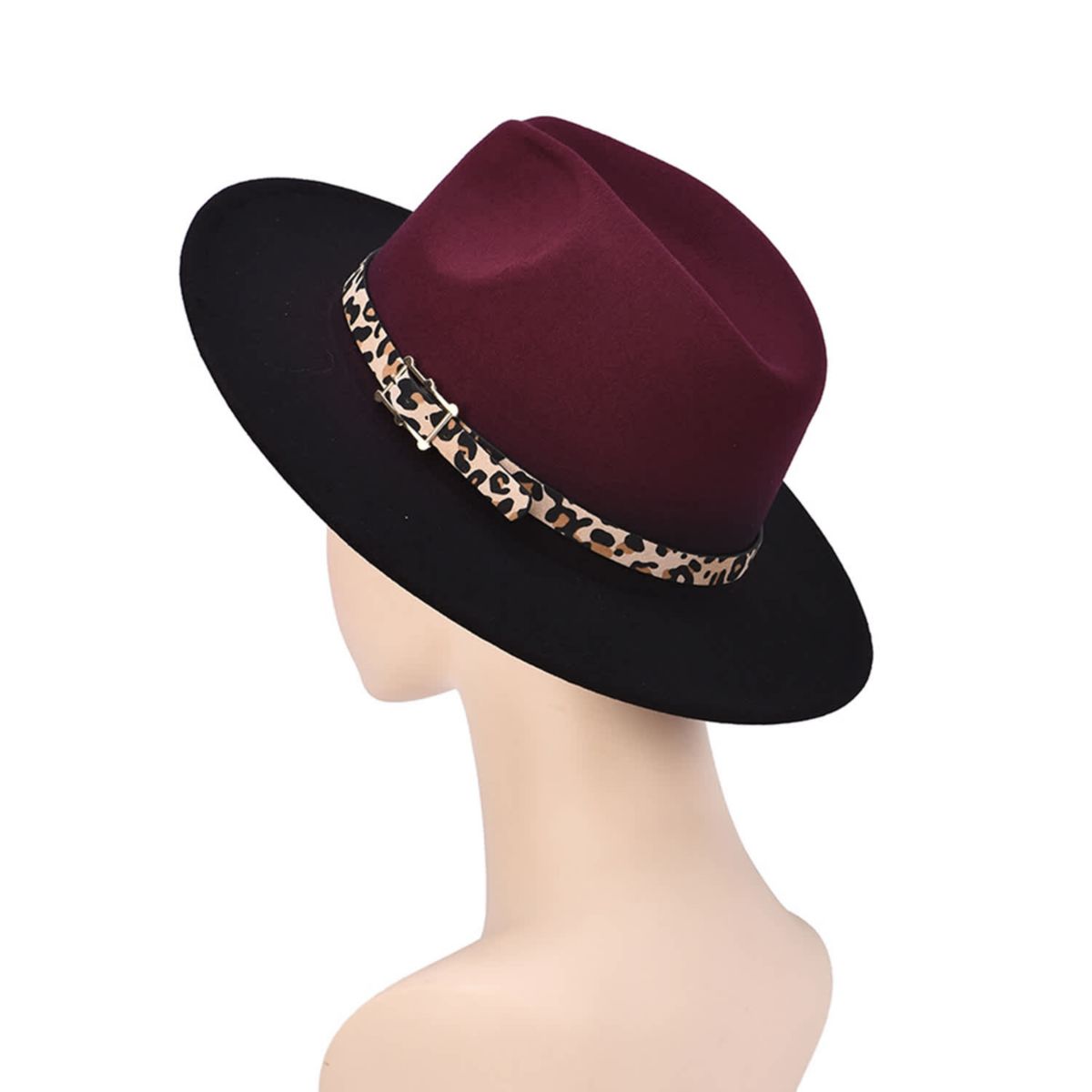 Womens Gradient Hat With Leopard Belt Band