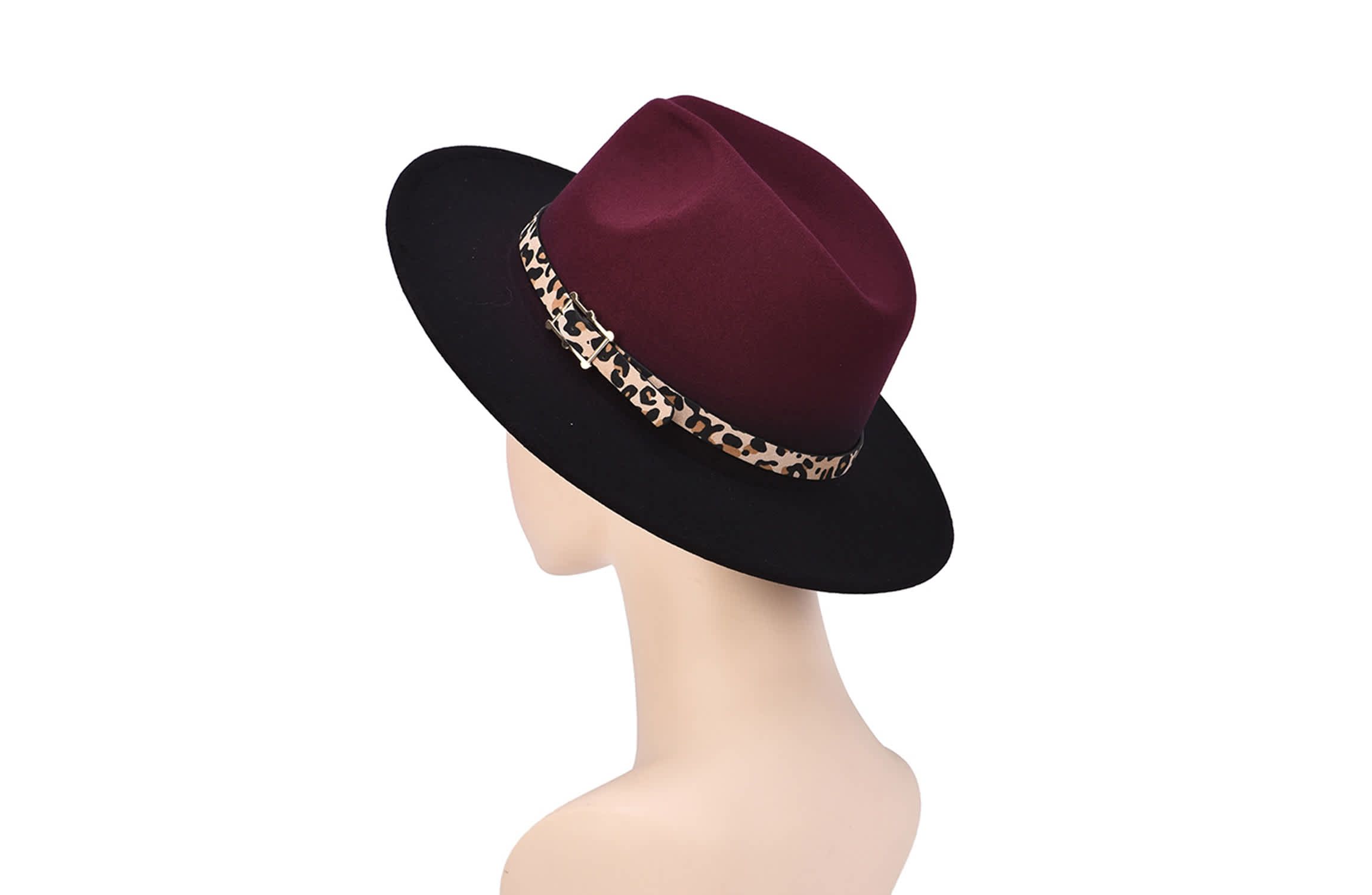 Womens Gradient Hat With Leopard Belt Band