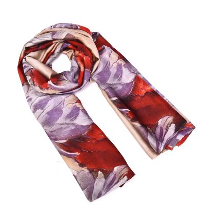 Mellow World Women's Luxury Floral Printed Satin Wrap Scarf