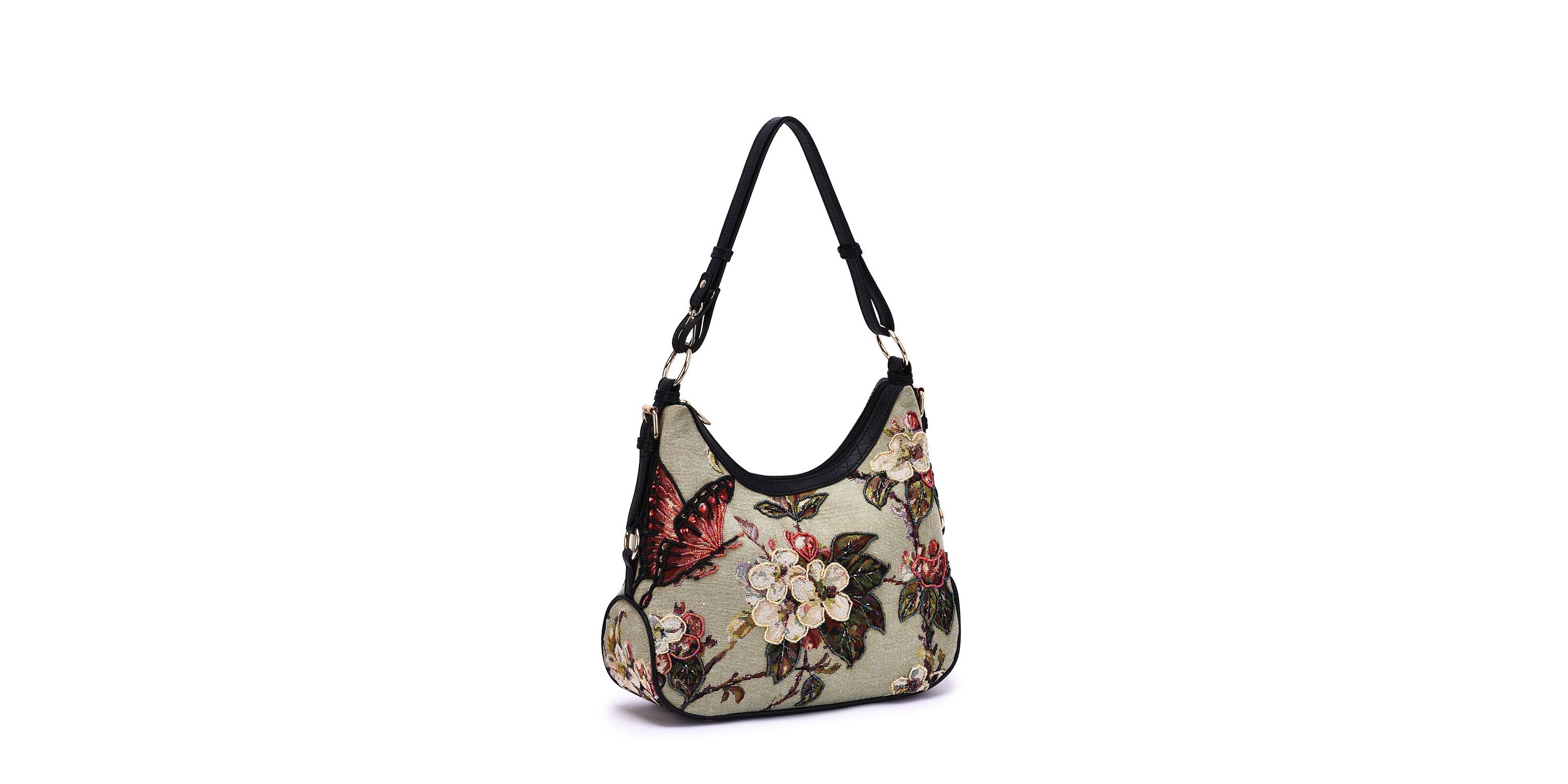 Butterfly Beaded Hobo Bag