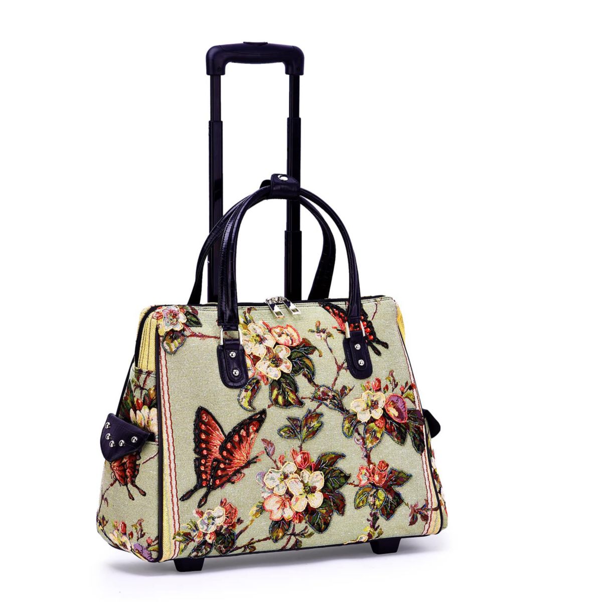 Butterfly Hand Beaded Rolling Tote