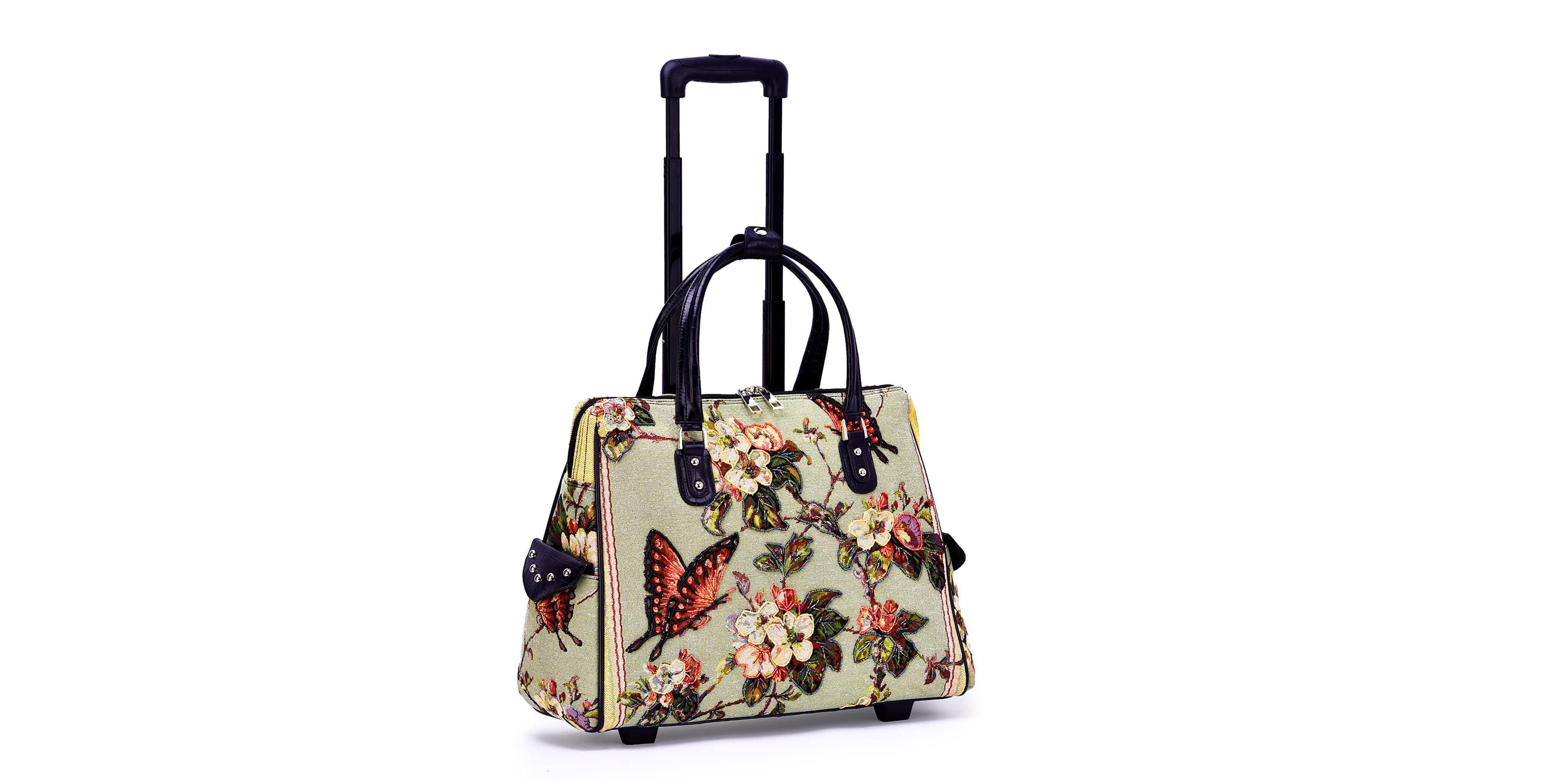 Butterfly Hand Beaded Rolling Tote