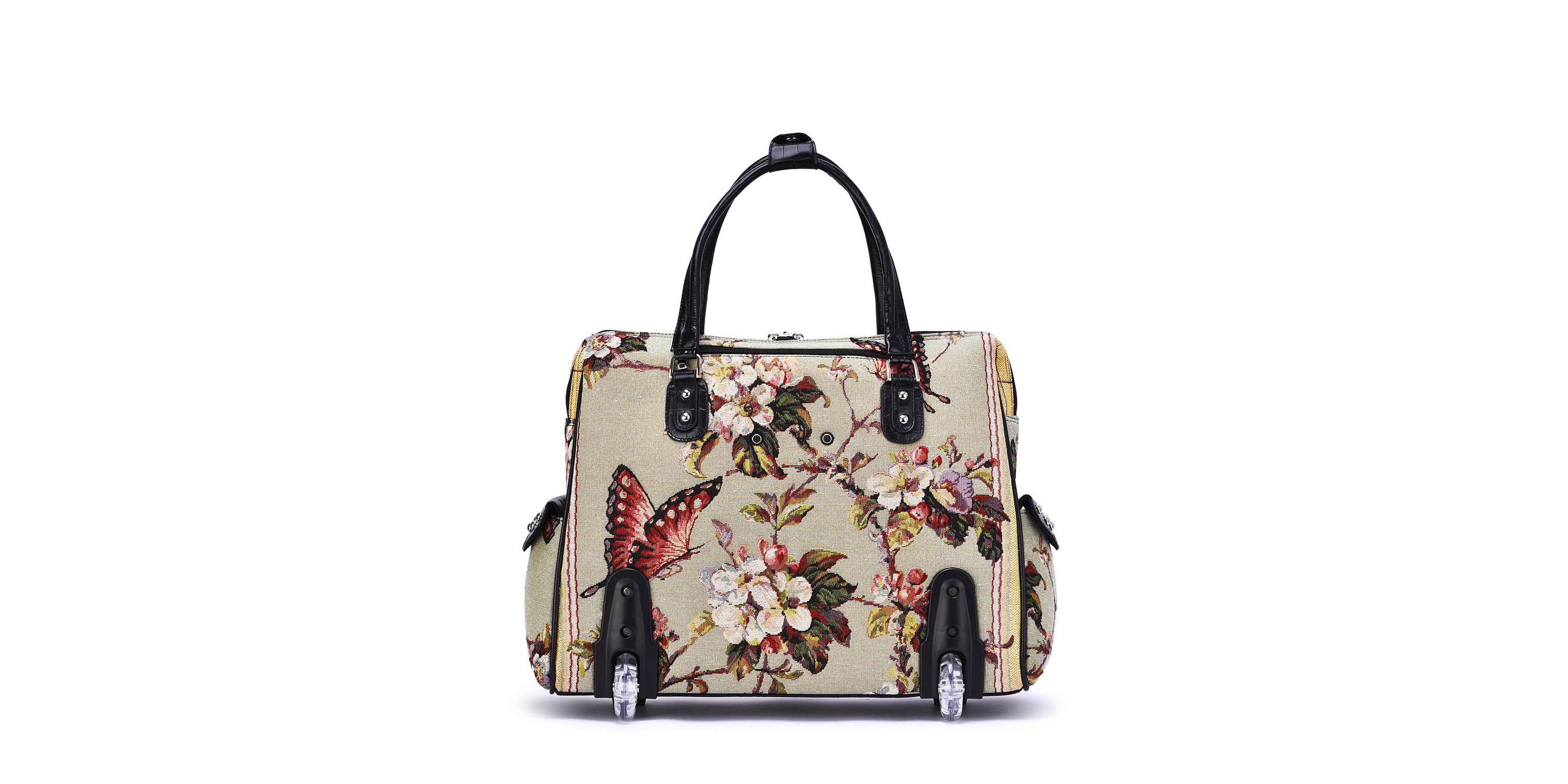 Butterfly Hand Beaded Rolling Tote