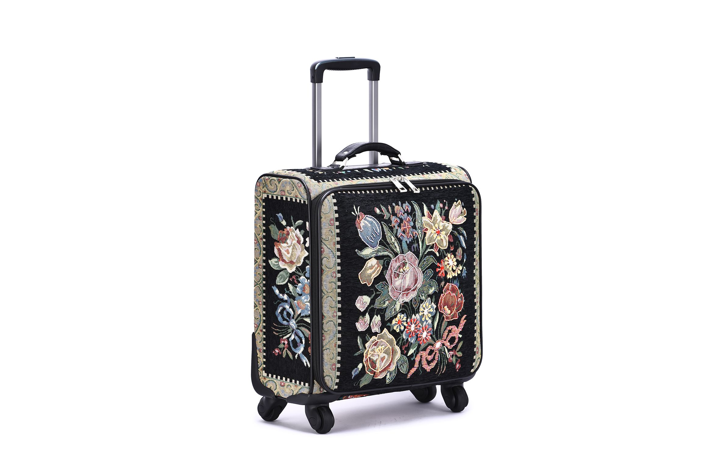 Vintage Flower Shop Hand Beaded Rolling Suitcase