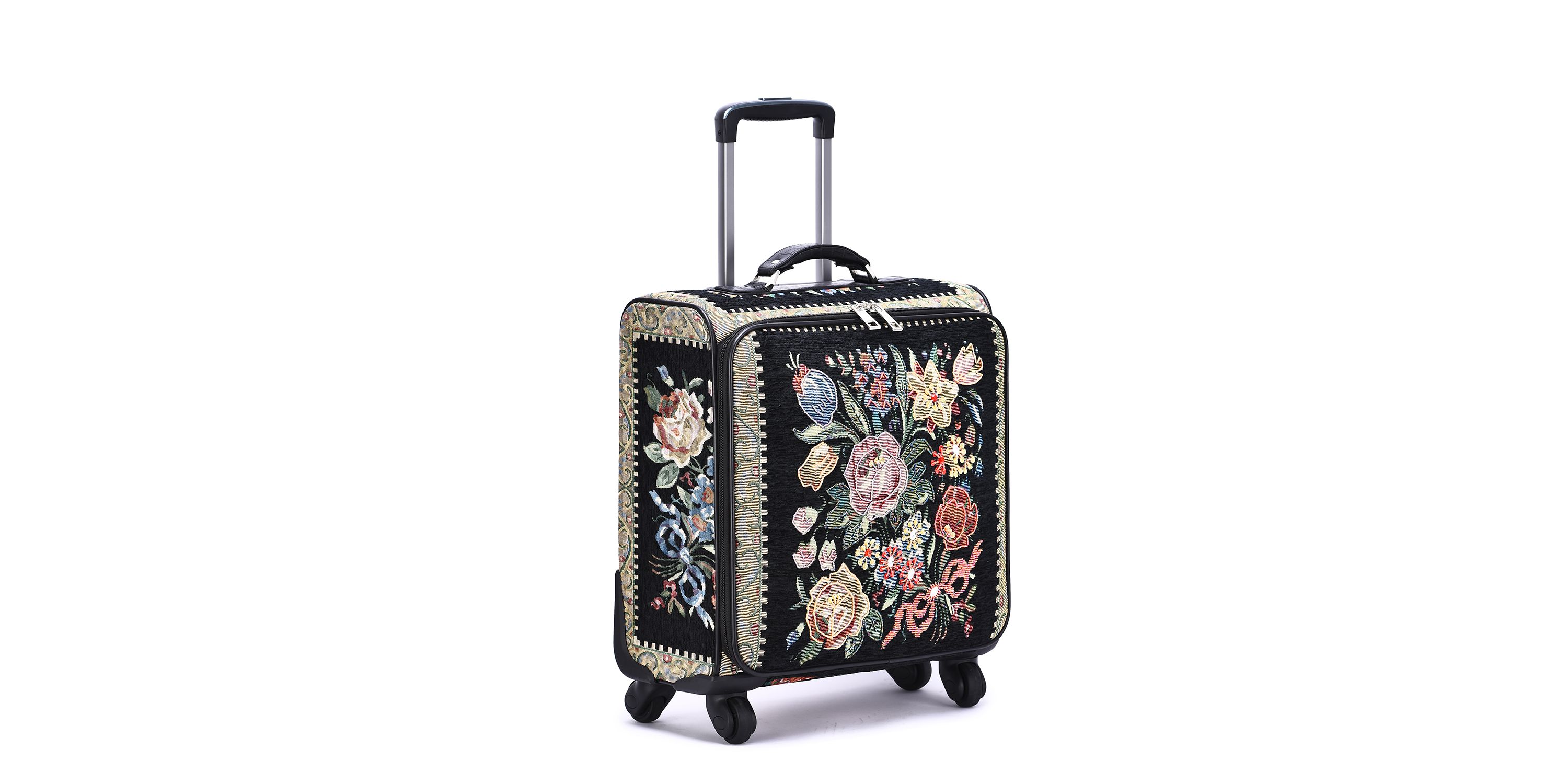 Vintage Flower Shop Hand Beaded Rolling Suitcase