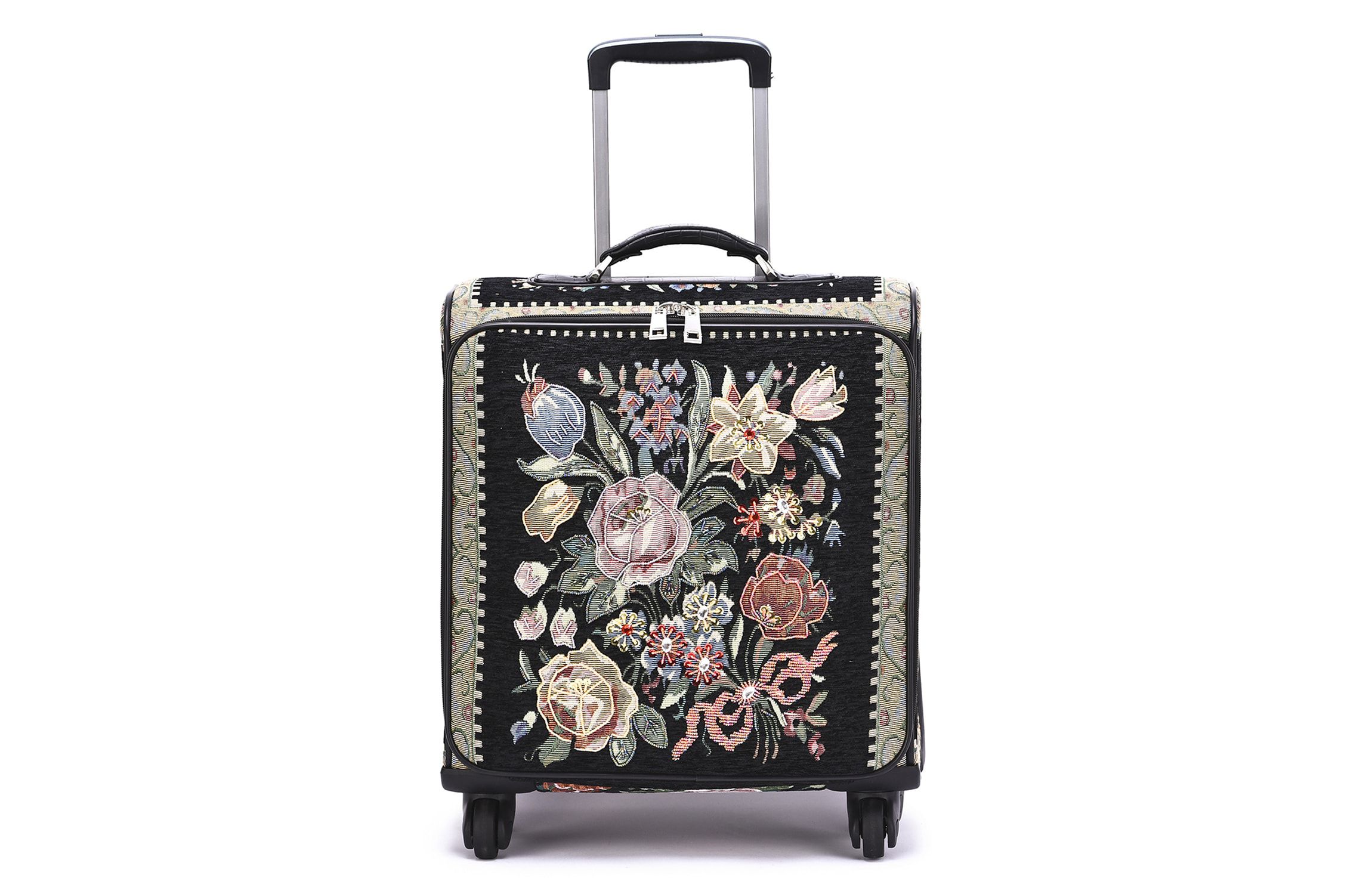 Vintage Flower Shop Hand Beaded Rolling Suitcase