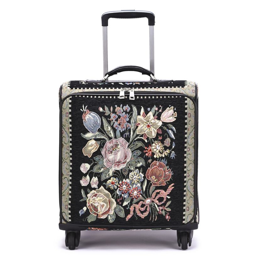 Vintage Flower Shop Hand Beaded Rolling Suitcase