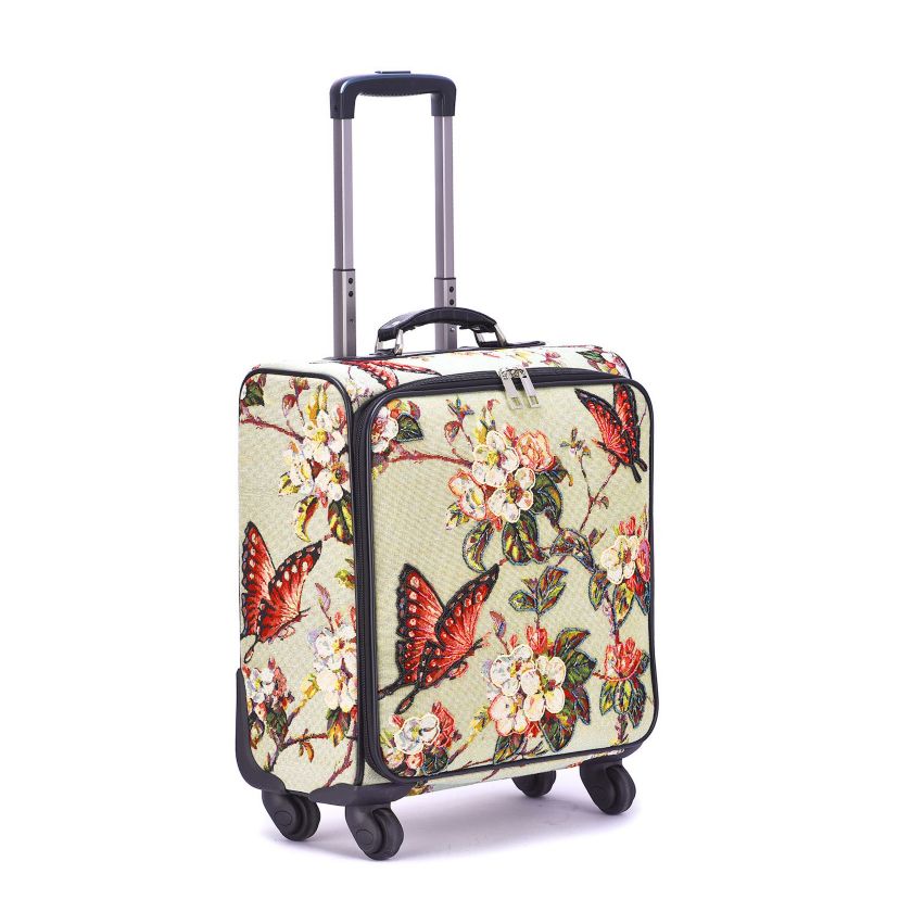 Butterfly Hand Beaded Rolling Suitcase