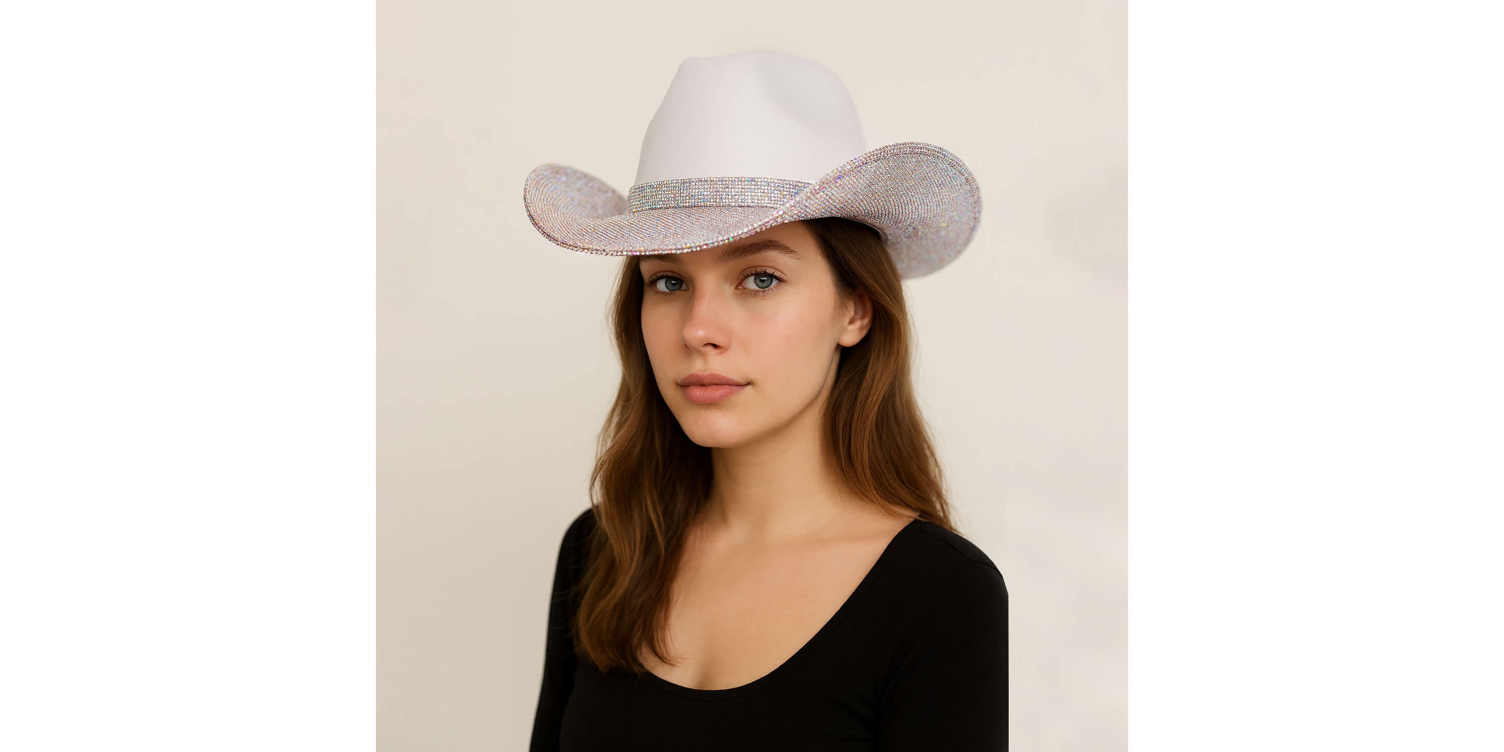 Womens Multi-Colored Rhinestone Cowboy Hat