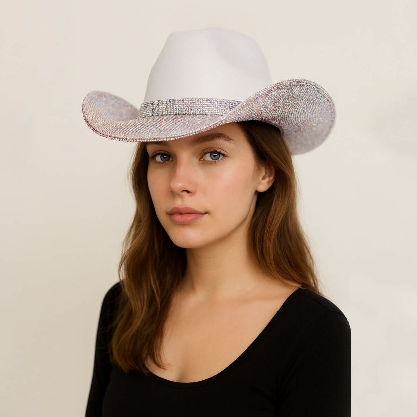 Womens Multi-Colored Rhinestone Cowboy Hat
