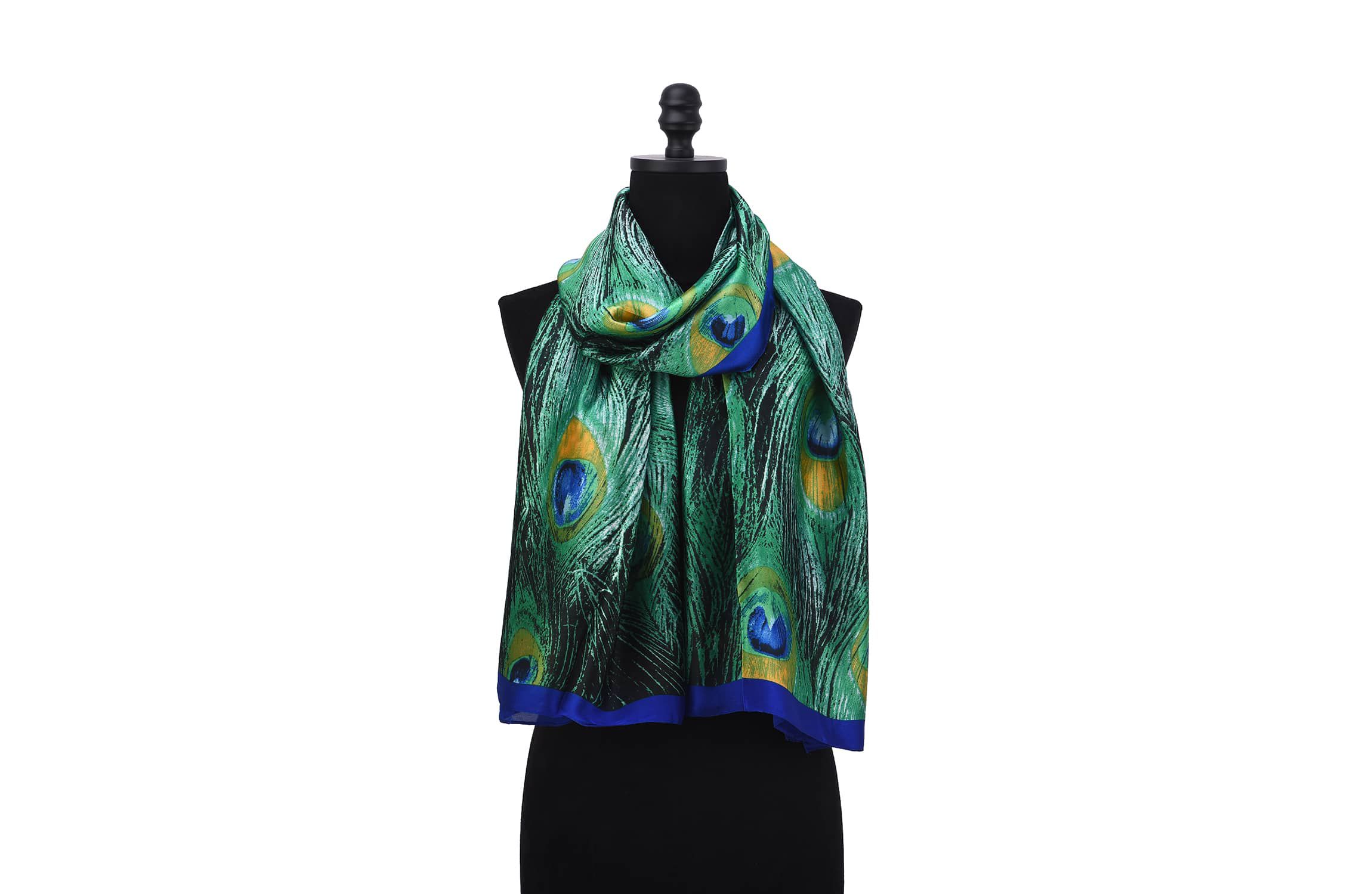 Womens Peacock Feather Patterned Wrap Scarf