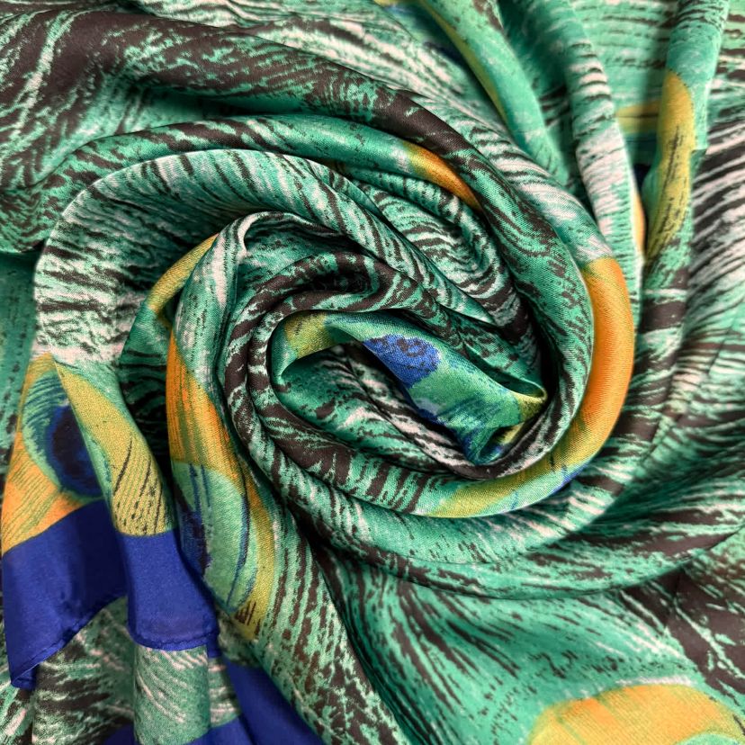 Womens Peacock Feather Patterned Wrap Scarf