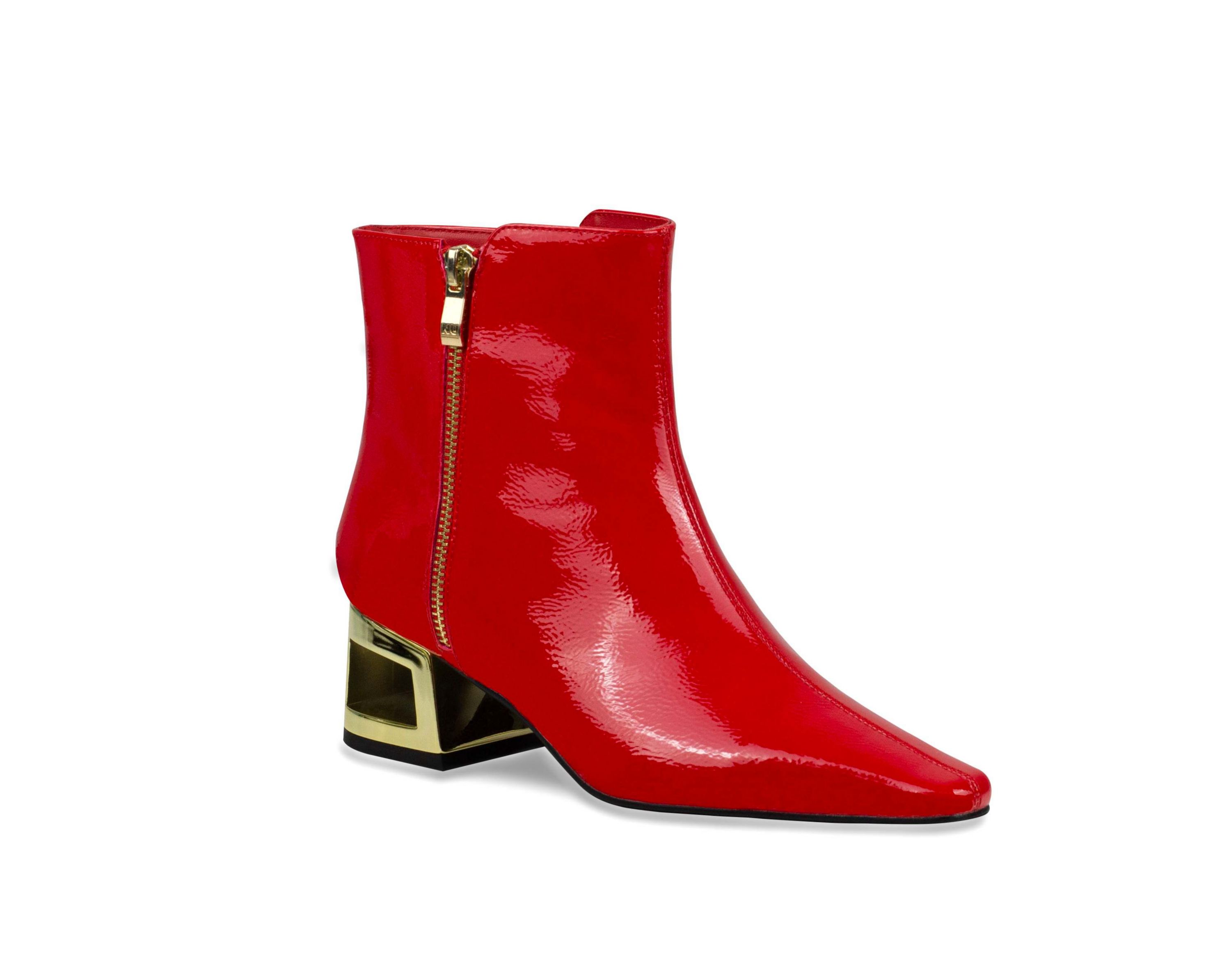 Sage, Metallic Square Heel Bootie