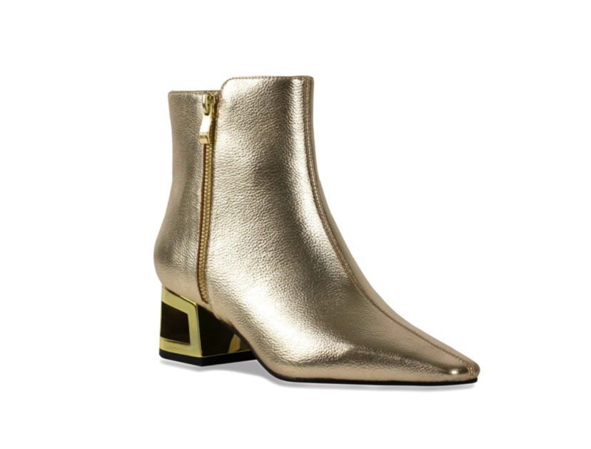 Sage, Metallic Square Heel Bootie