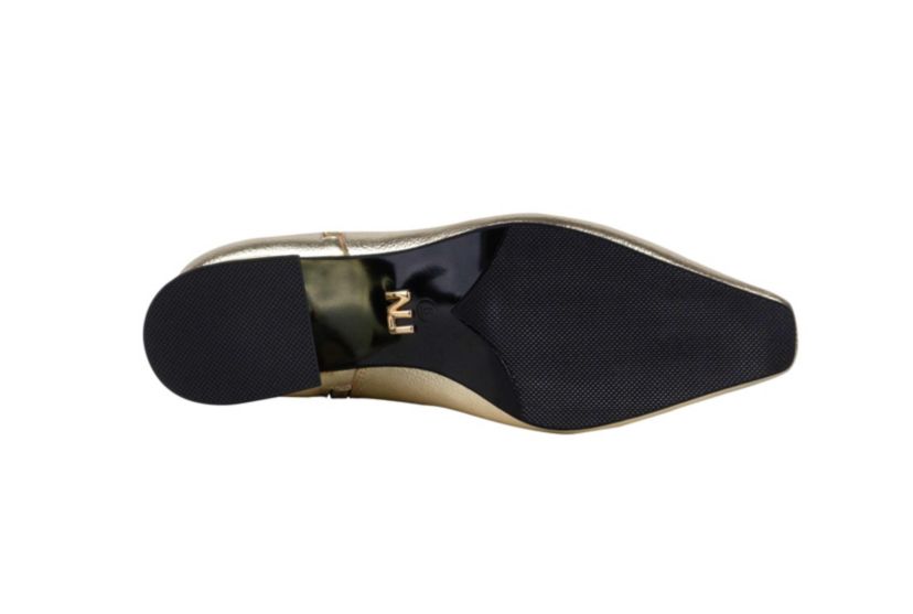 Sage, Metallic Square Heel Bootie