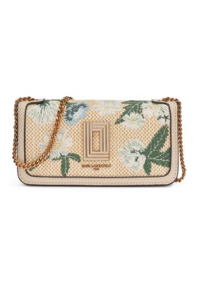 KARL LAGERFELD PARIS Kosette Straw Floral Shoulder Bag