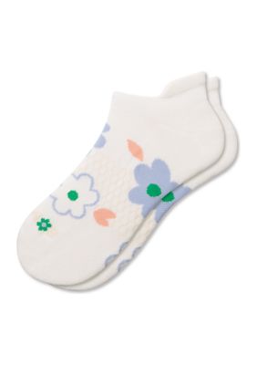 Bombas Women's All Over Flowers Ankle Socks, White, Small -  0195863238032