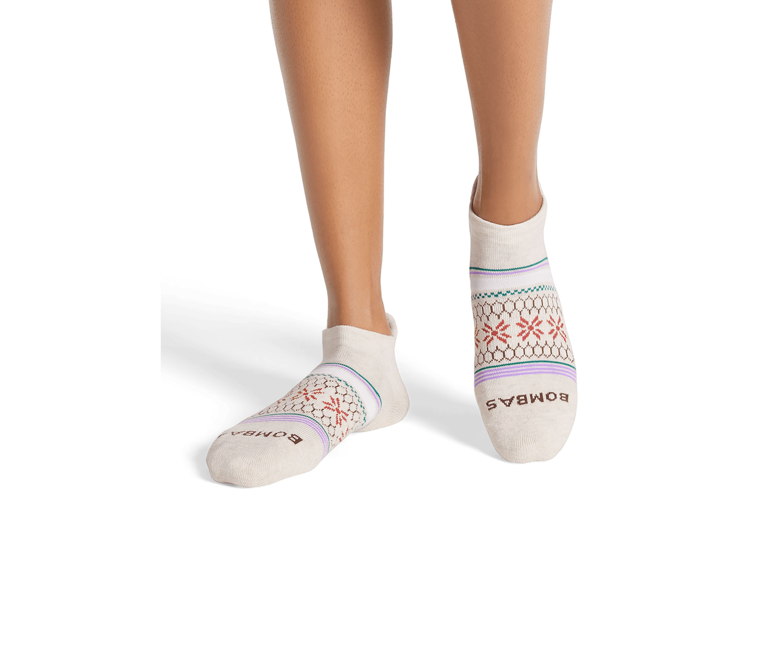 Heather Snowflake Fair Isle Ankle Socks