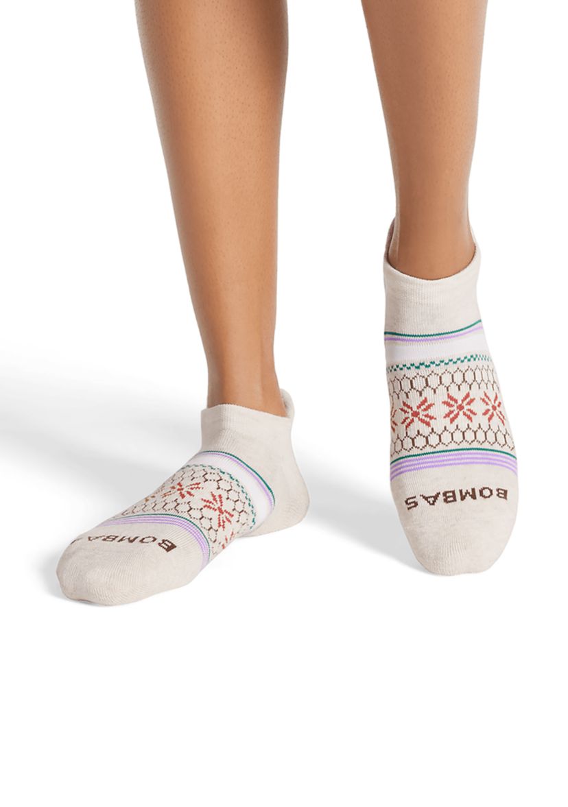 Heather Snowflake Fair Isle Ankle Socks
