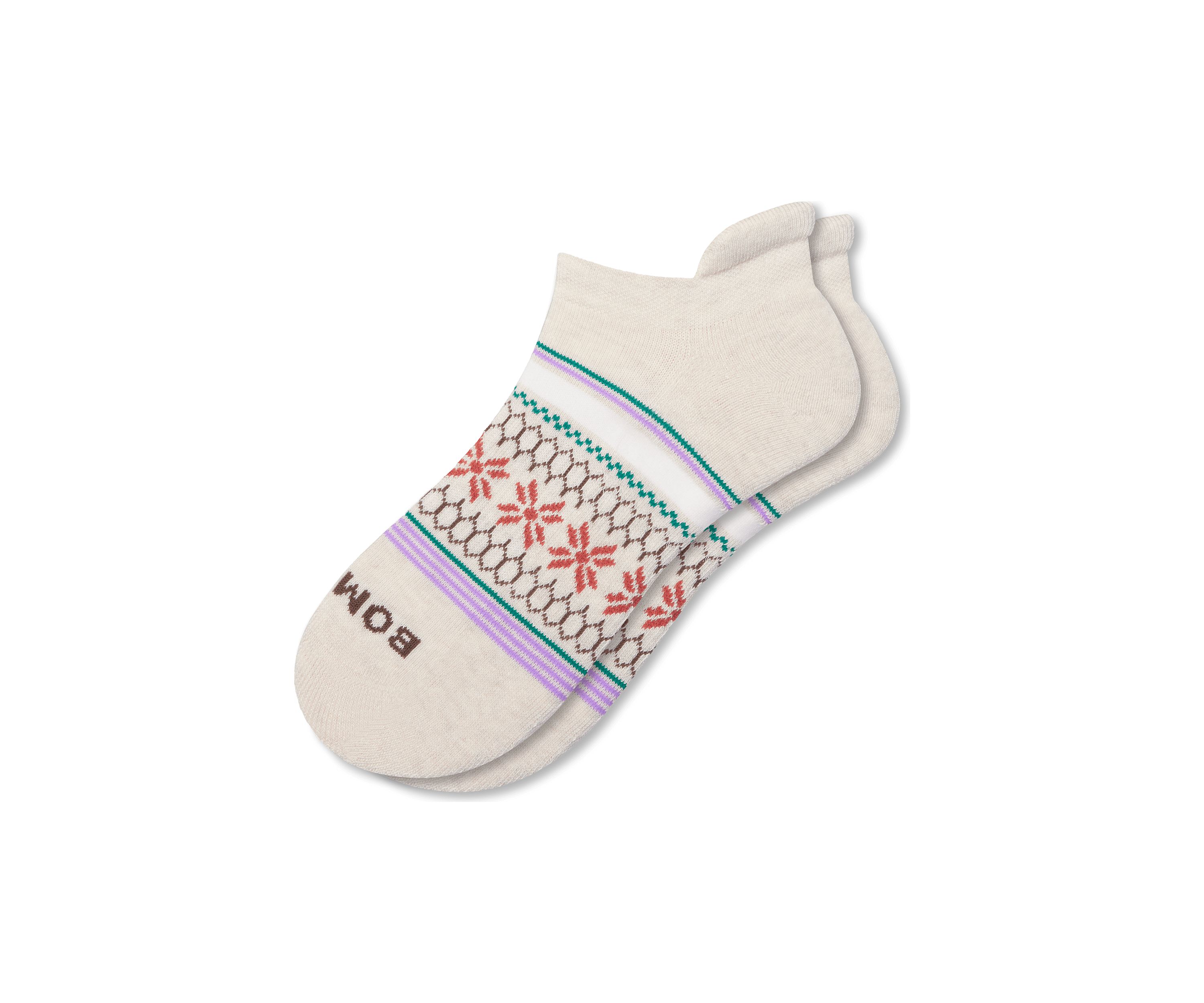Heather Snowflake Fair Isle Ankle Socks