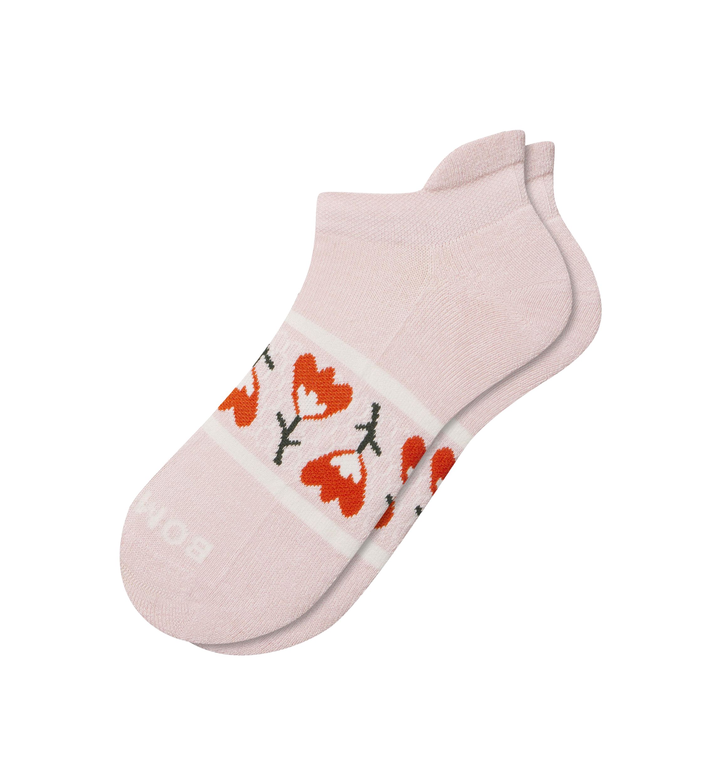 Solid Floral Row Arch Ankle Socks