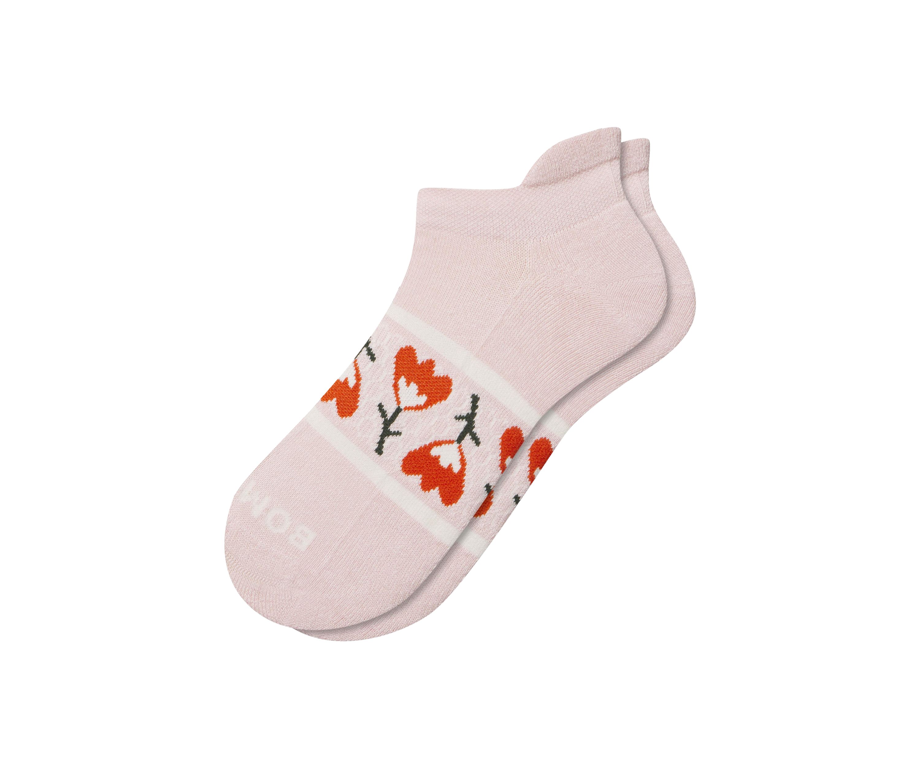 Solid Floral Row Arch Ankle Socks