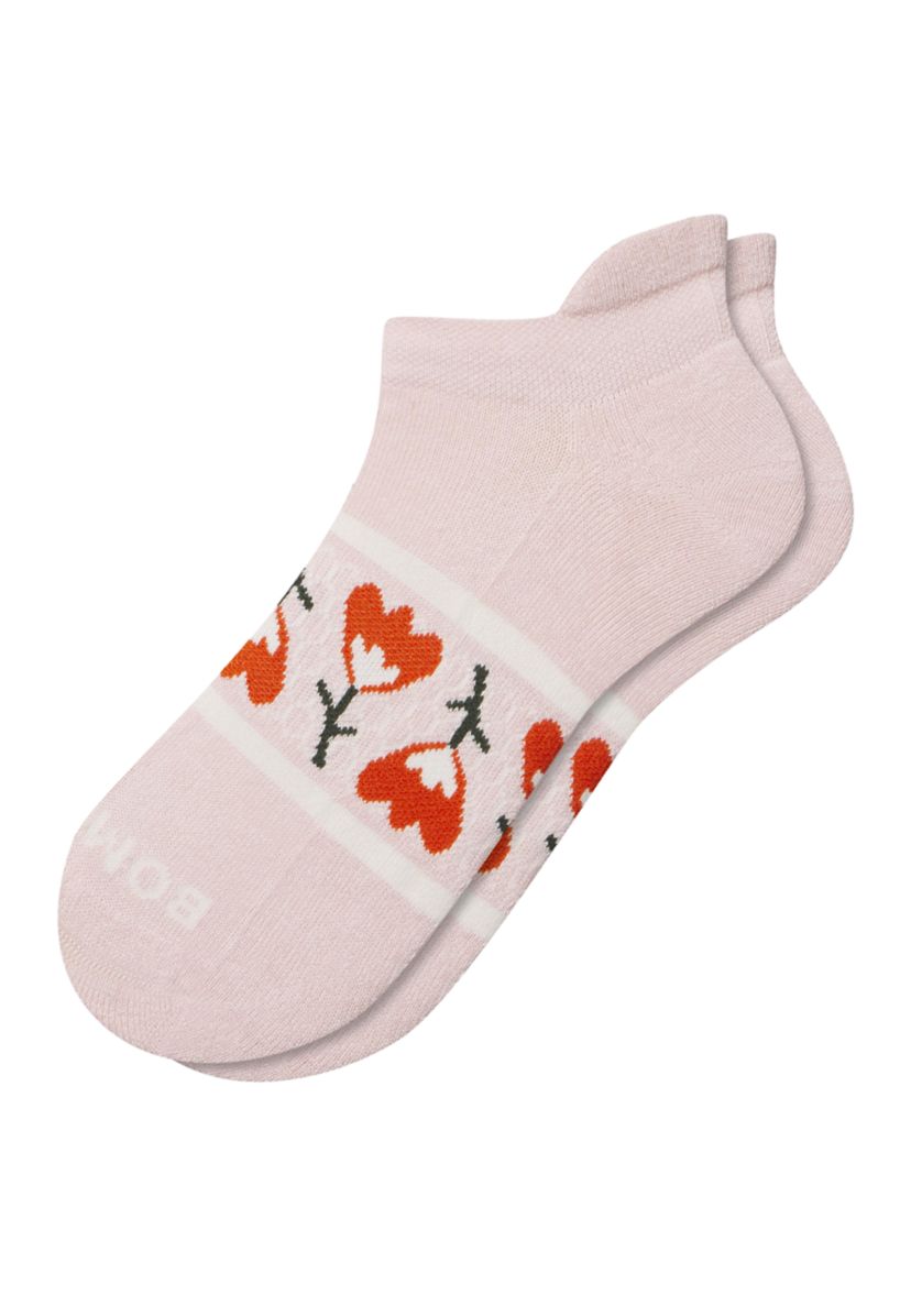Solid Floral Row Arch Ankle Socks
