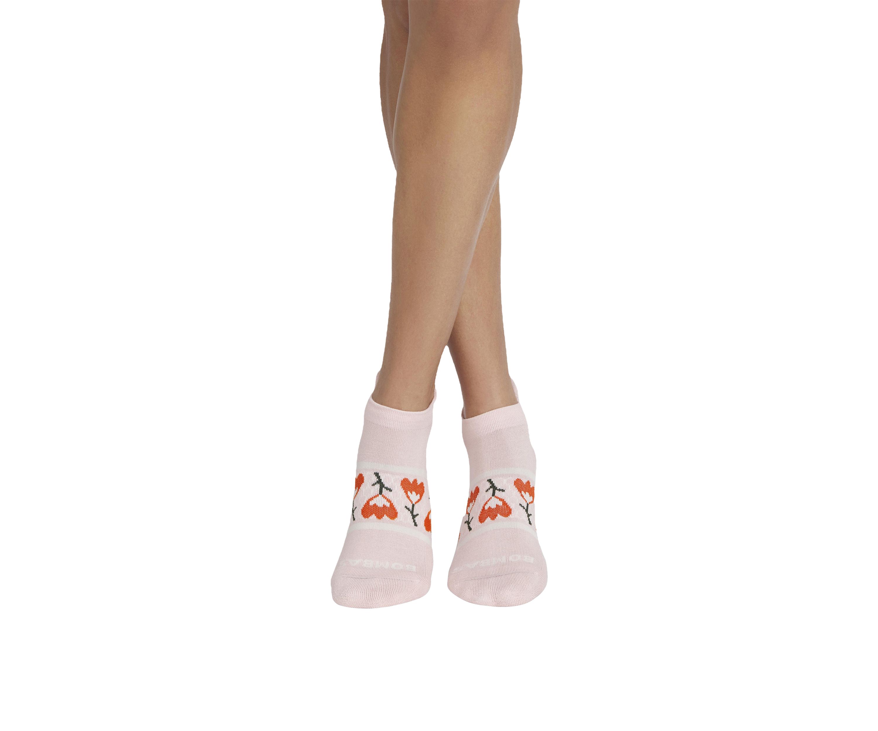 Solid Floral Row Arch Ankle Socks