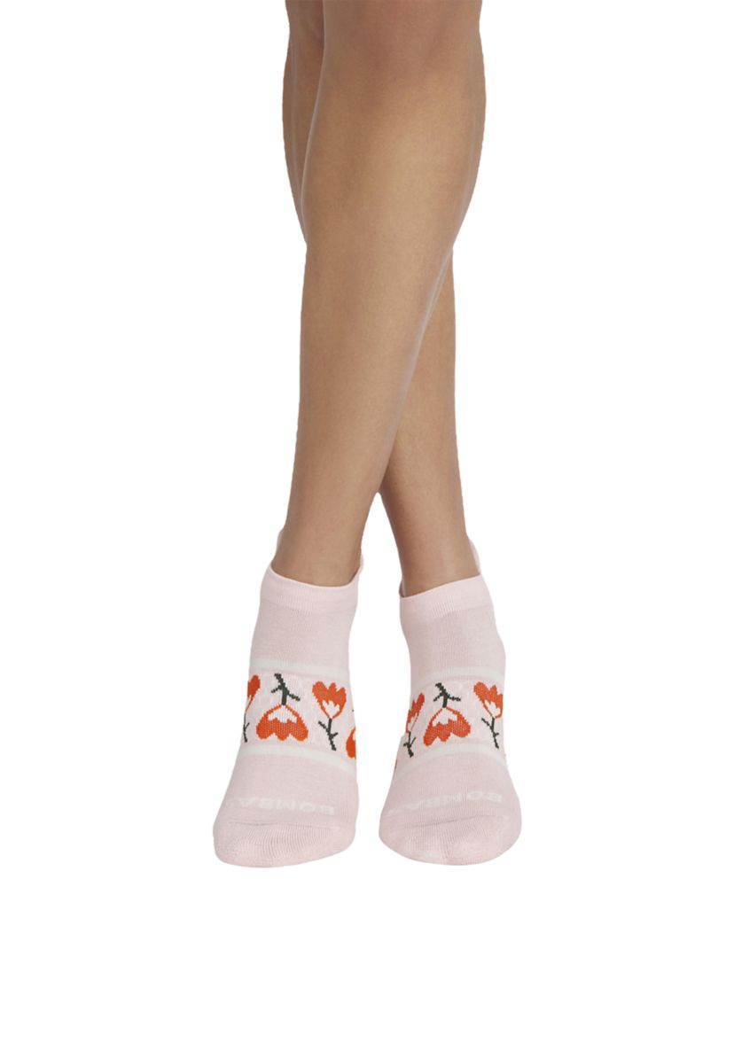 Solid Floral Row Arch Ankle Socks