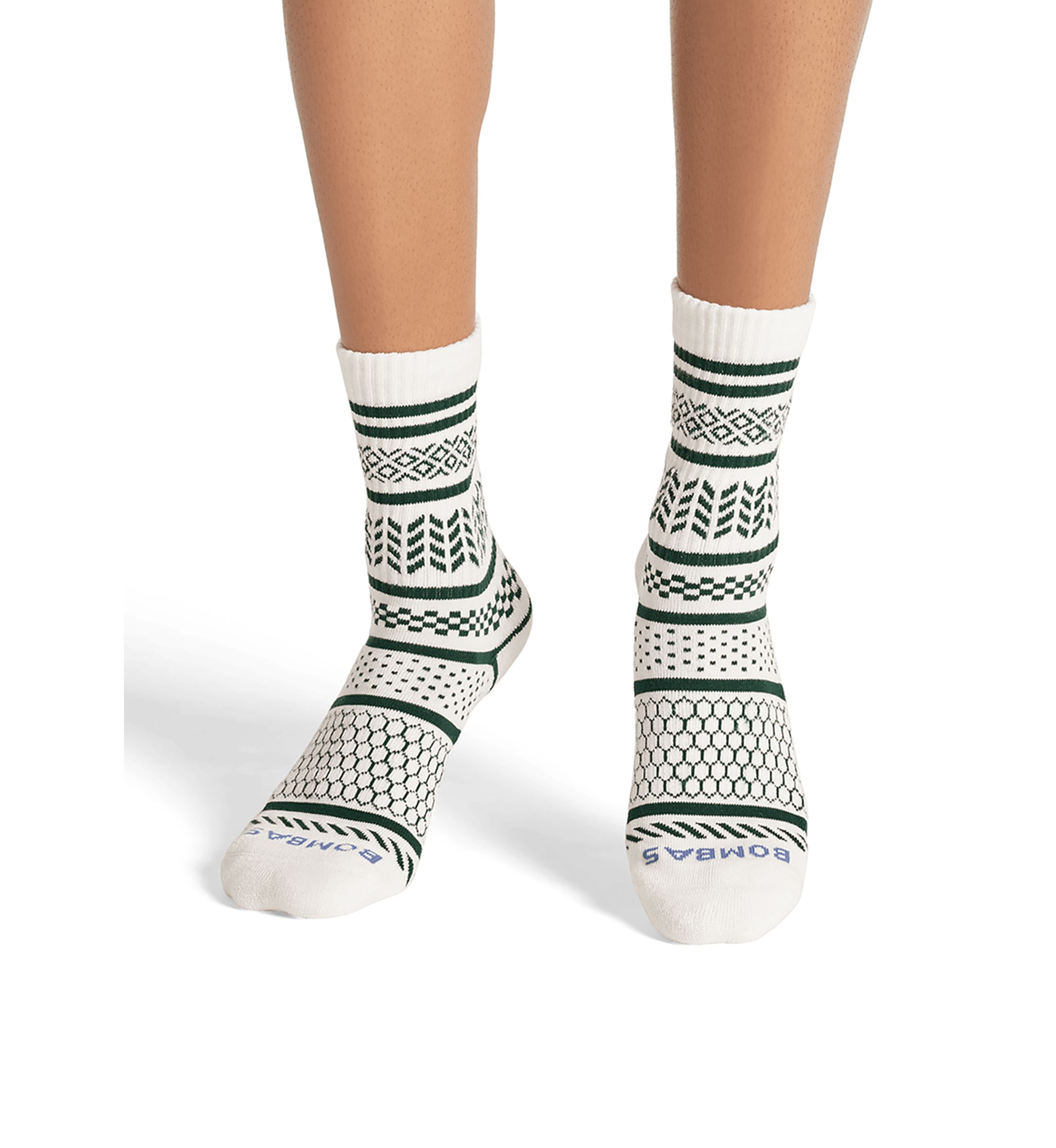 Checkered Fairisle Half Calf Socks 