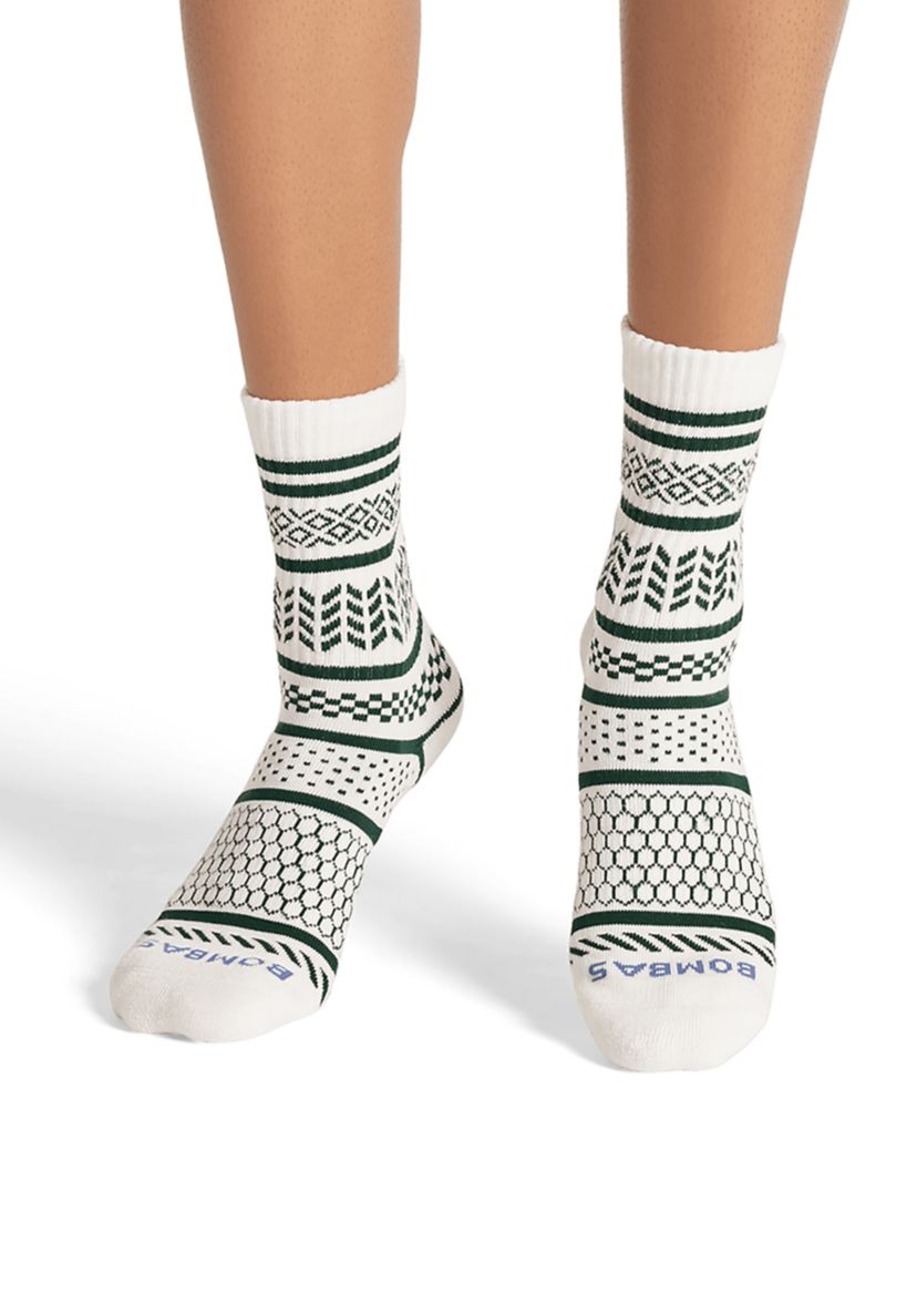 Checkered Fairisle Half Calf Socks 