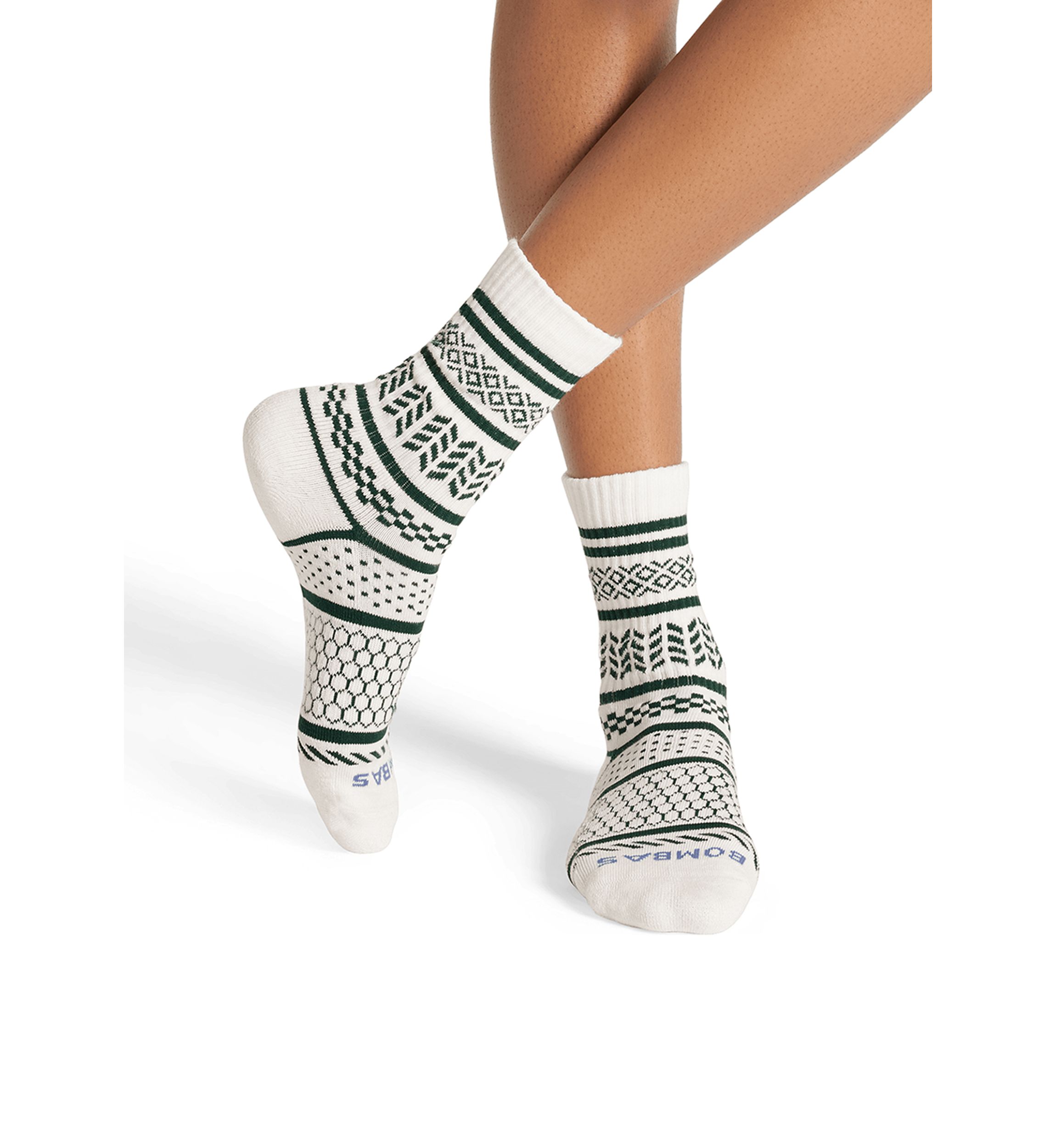 Checkered Fairisle Half Calf Socks 