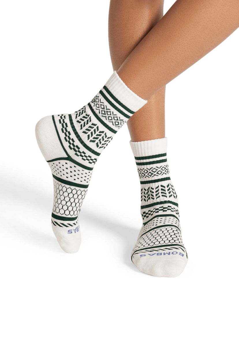 Checkered Fairisle Half Calf Socks 