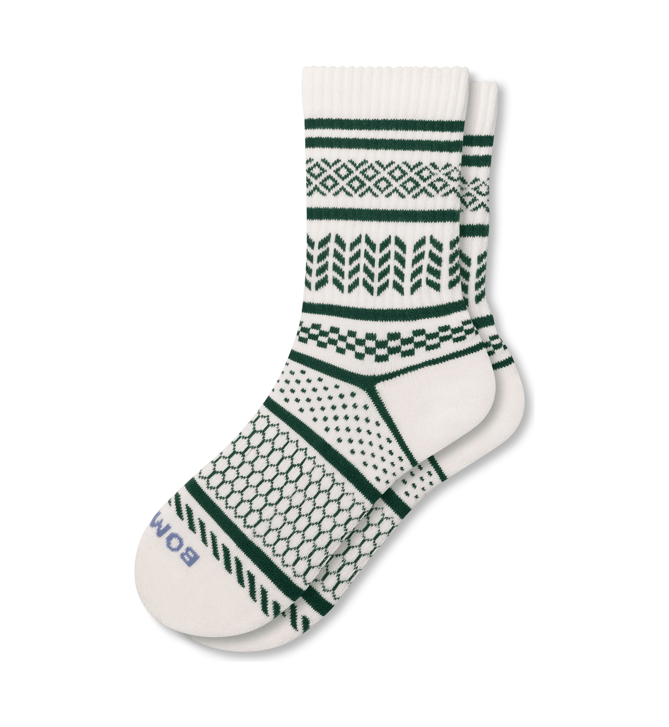 Checkered Fairisle Half Calf Socks 
