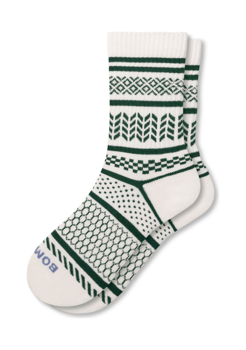 Checkered Fairisle Half Calf Socks 