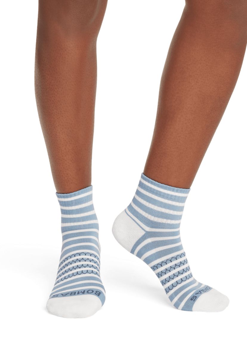 Solid Striped Quarter Socks