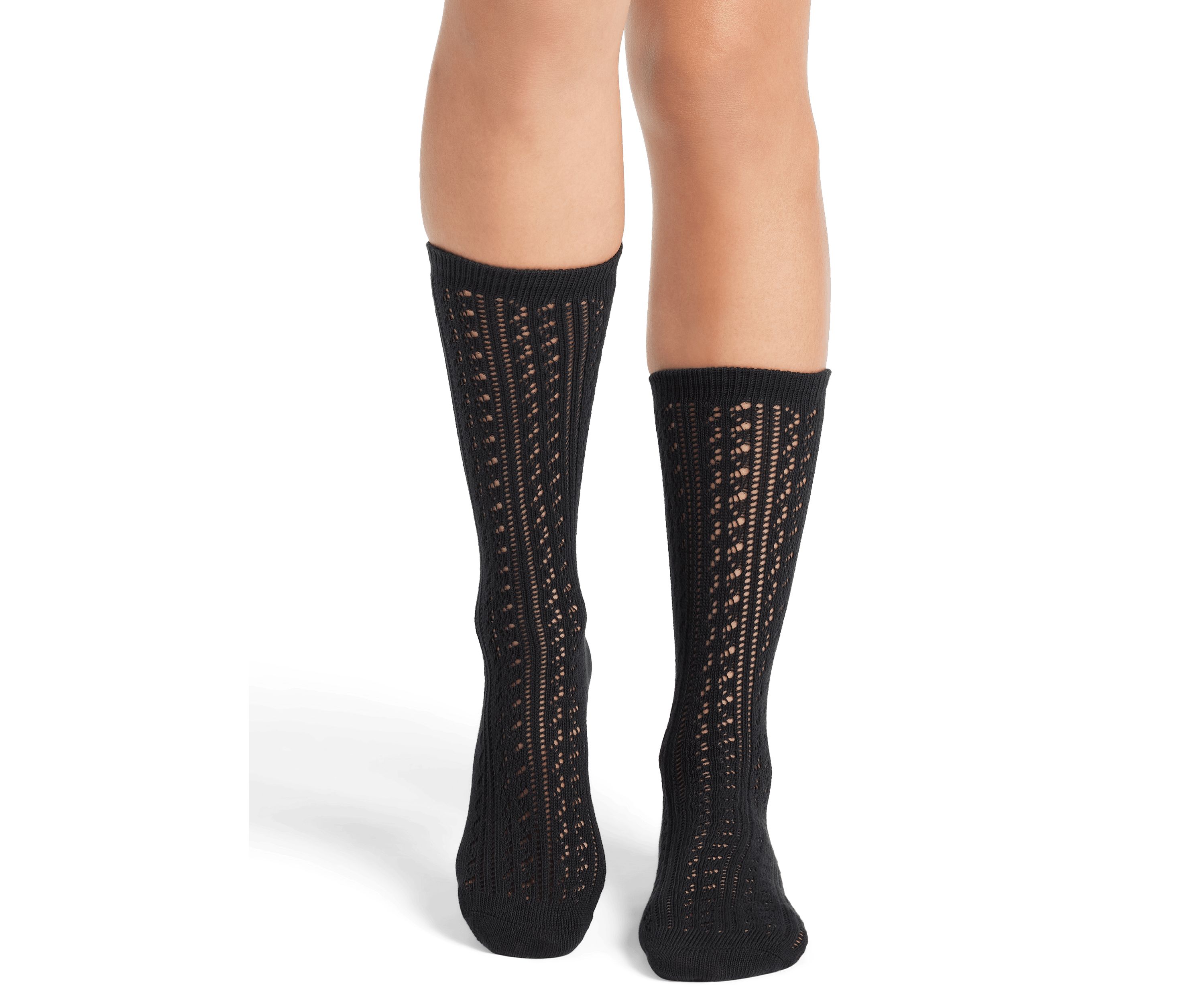 Solid Pointelle Lightweight Calf Socks 
