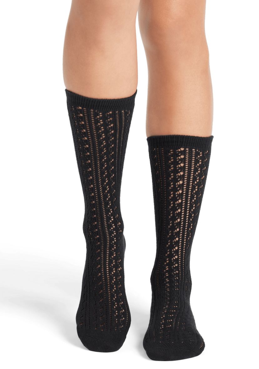 Solid Pointelle Lightweight Calf Socks 