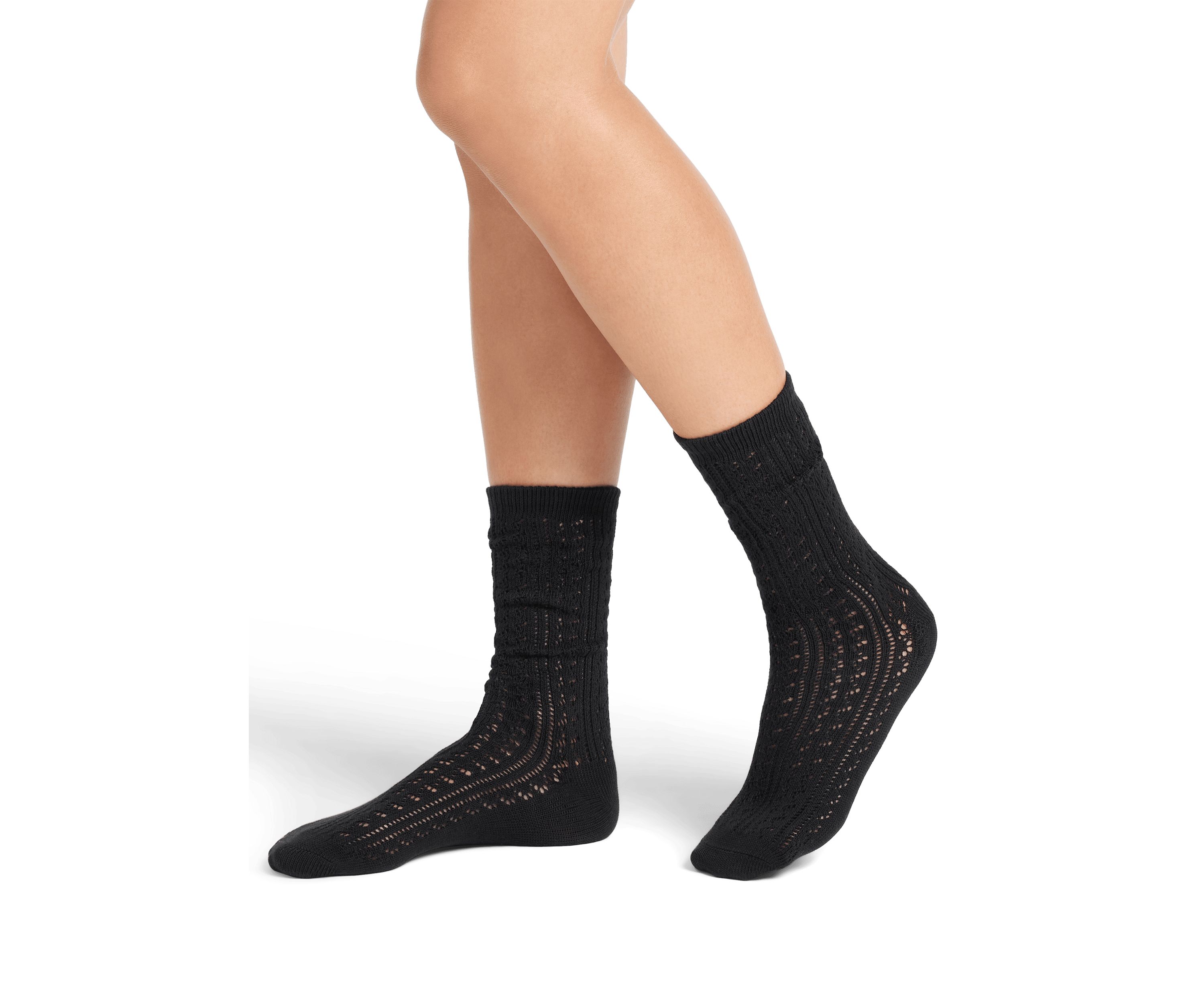 Solid Pointelle Lightweight Calf Socks 