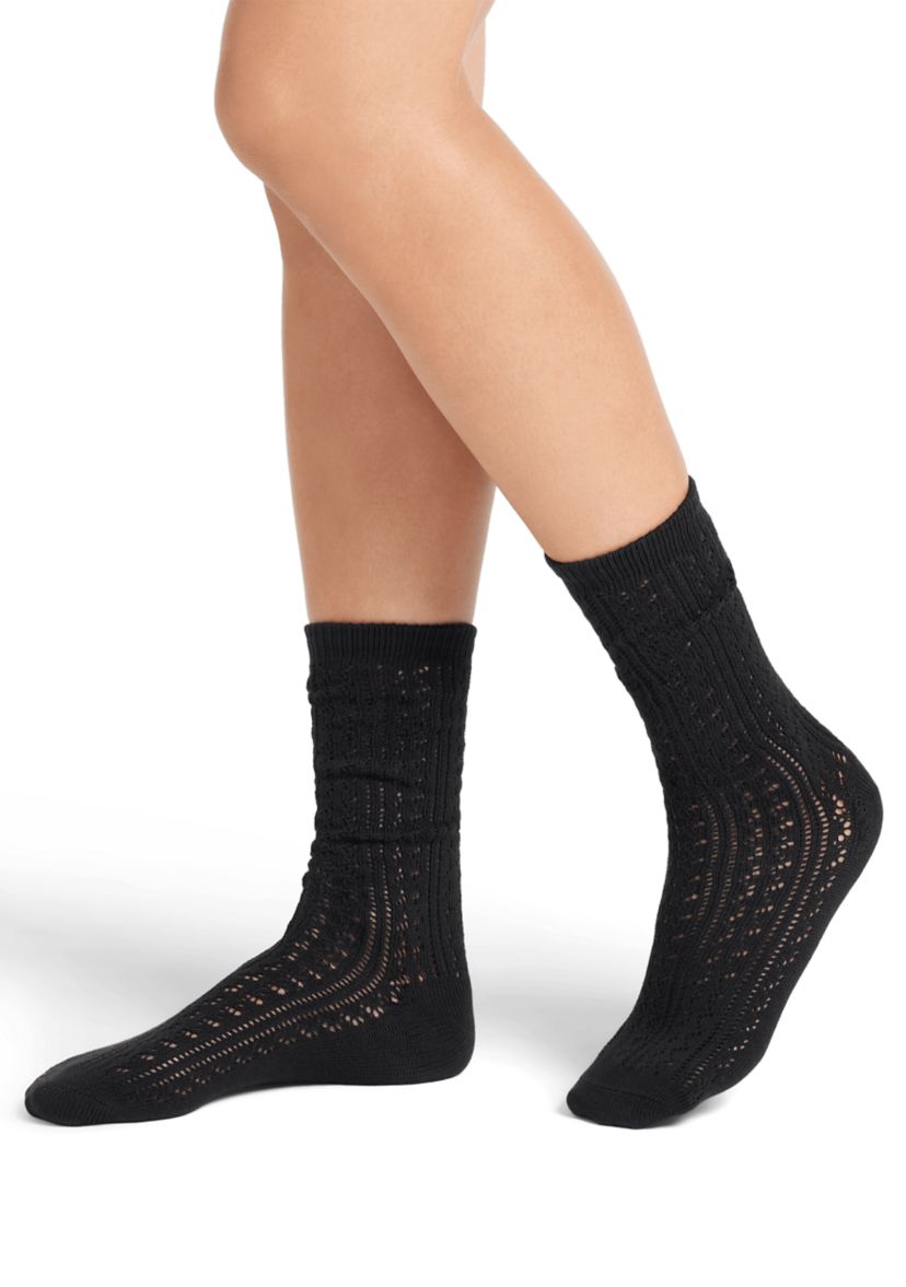 Solid Pointelle Lightweight Calf Socks 
