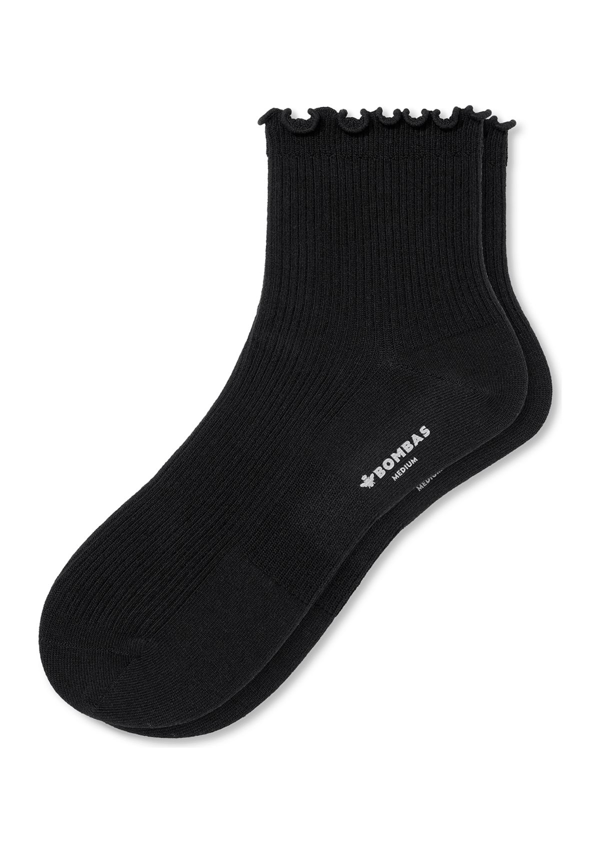 Solid Frilly True Rib Lightweight Quarter Socks 
