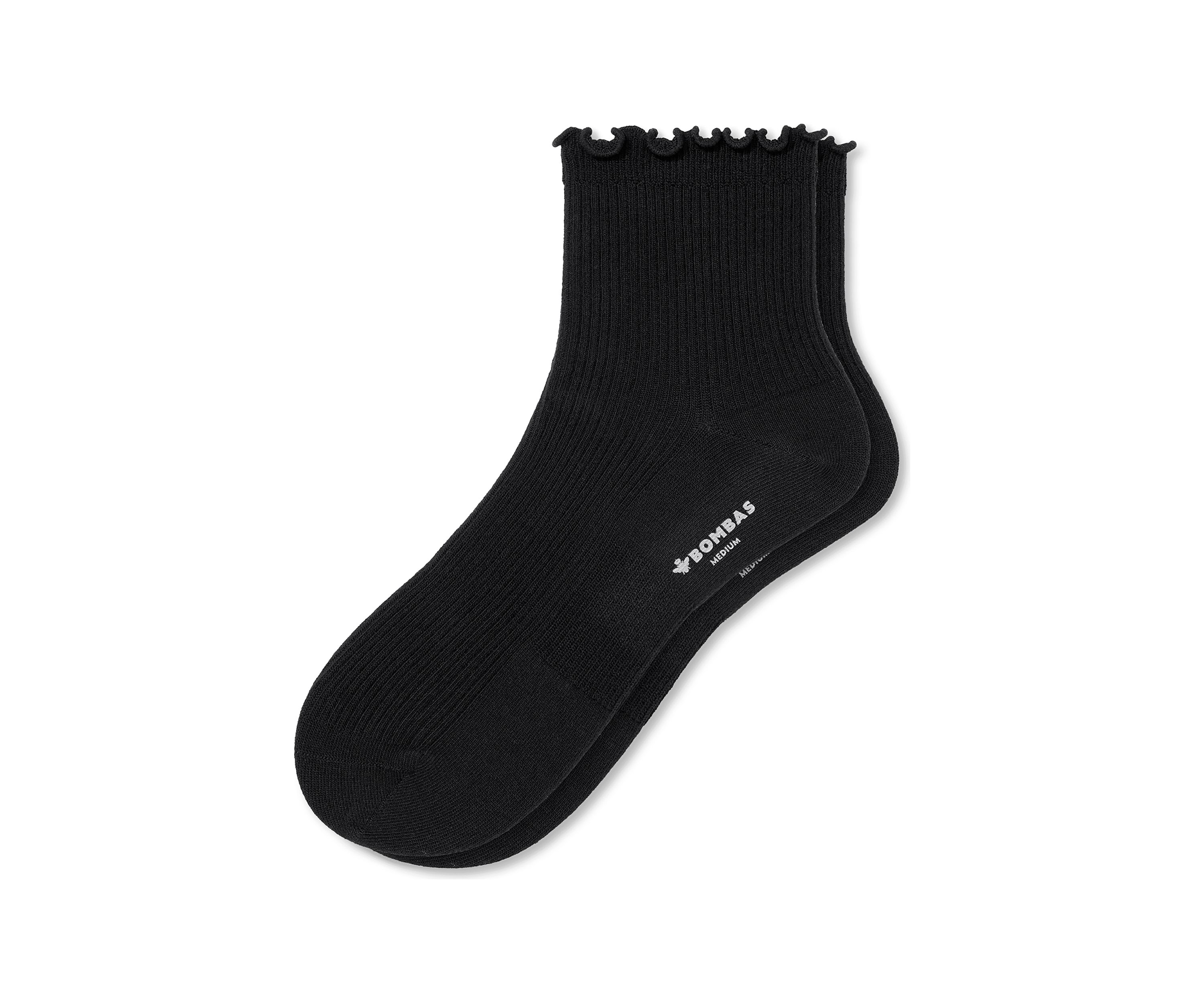 Solid Frilly True Rib Lightweight Quarter Socks 