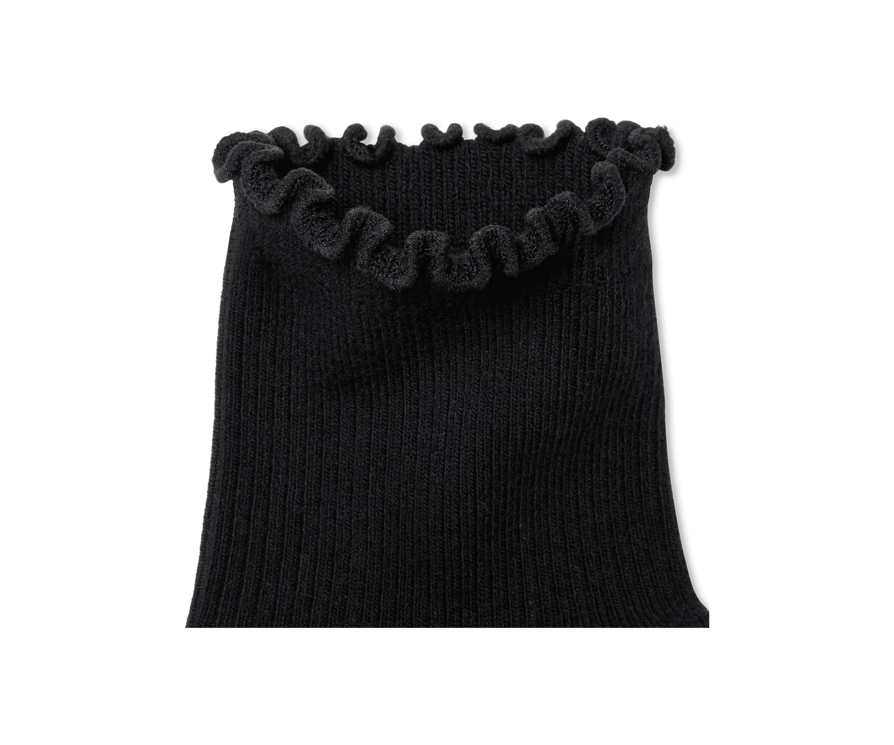 Solid Frilly True Rib Lightweight Quarter Socks 