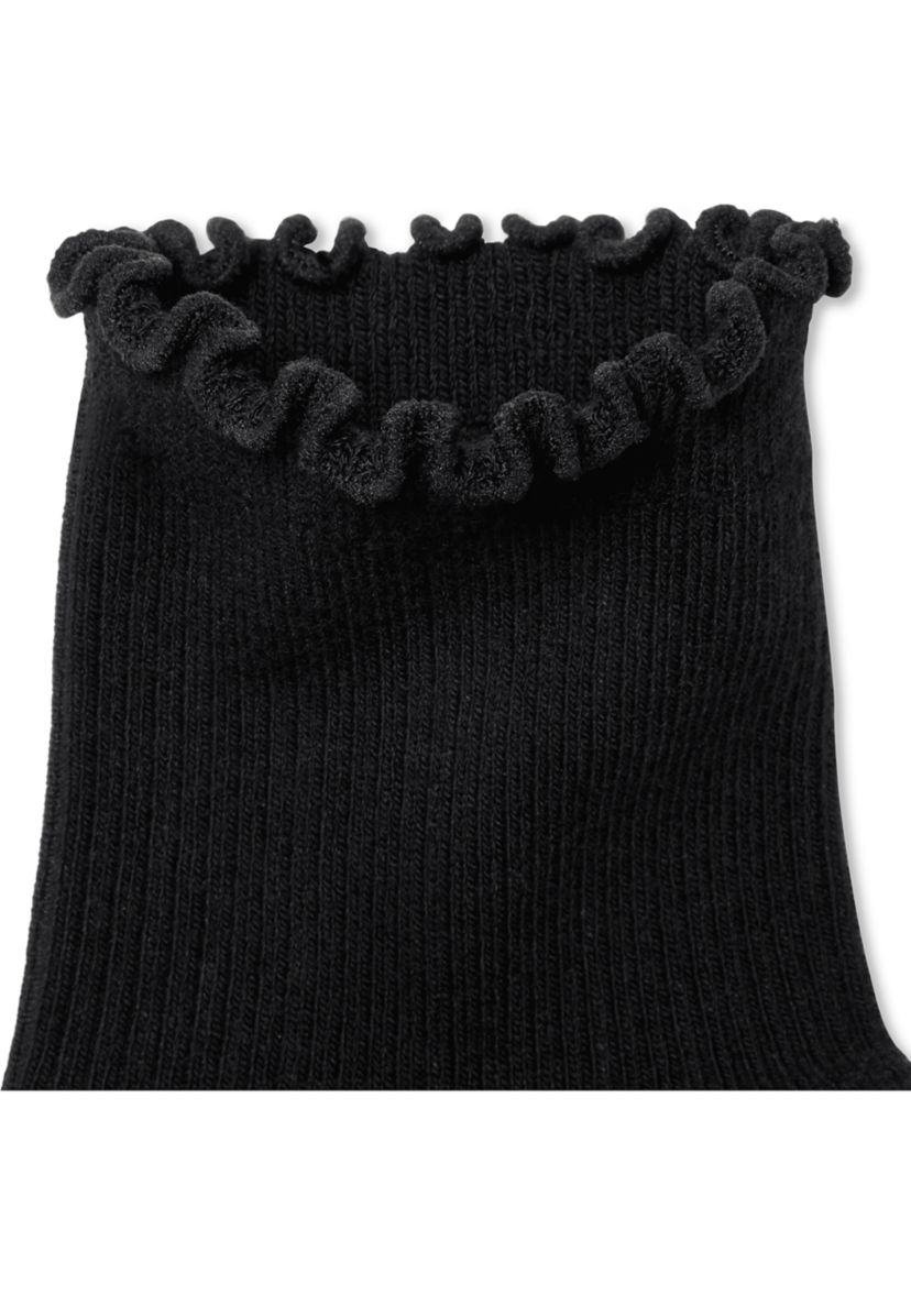 Solid Frilly True Rib Lightweight Quarter Socks 