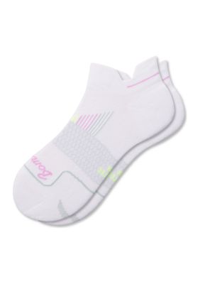 Bombas Women's Solid Toe Border Running Ankle Socks, White, Medium -  0195863239084