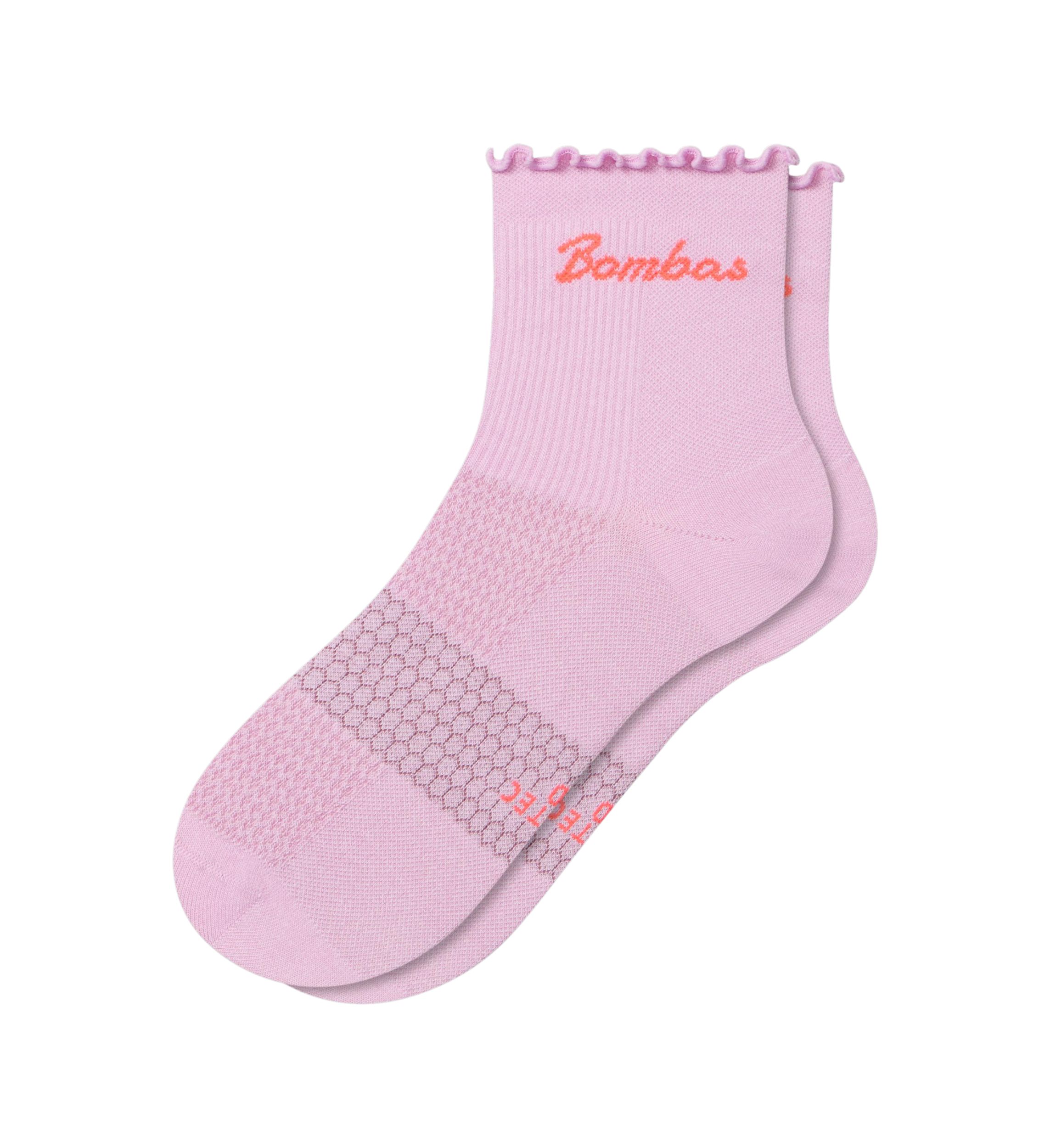 Solid Frilly Cuff Lightweight Performance Quarter Socks
