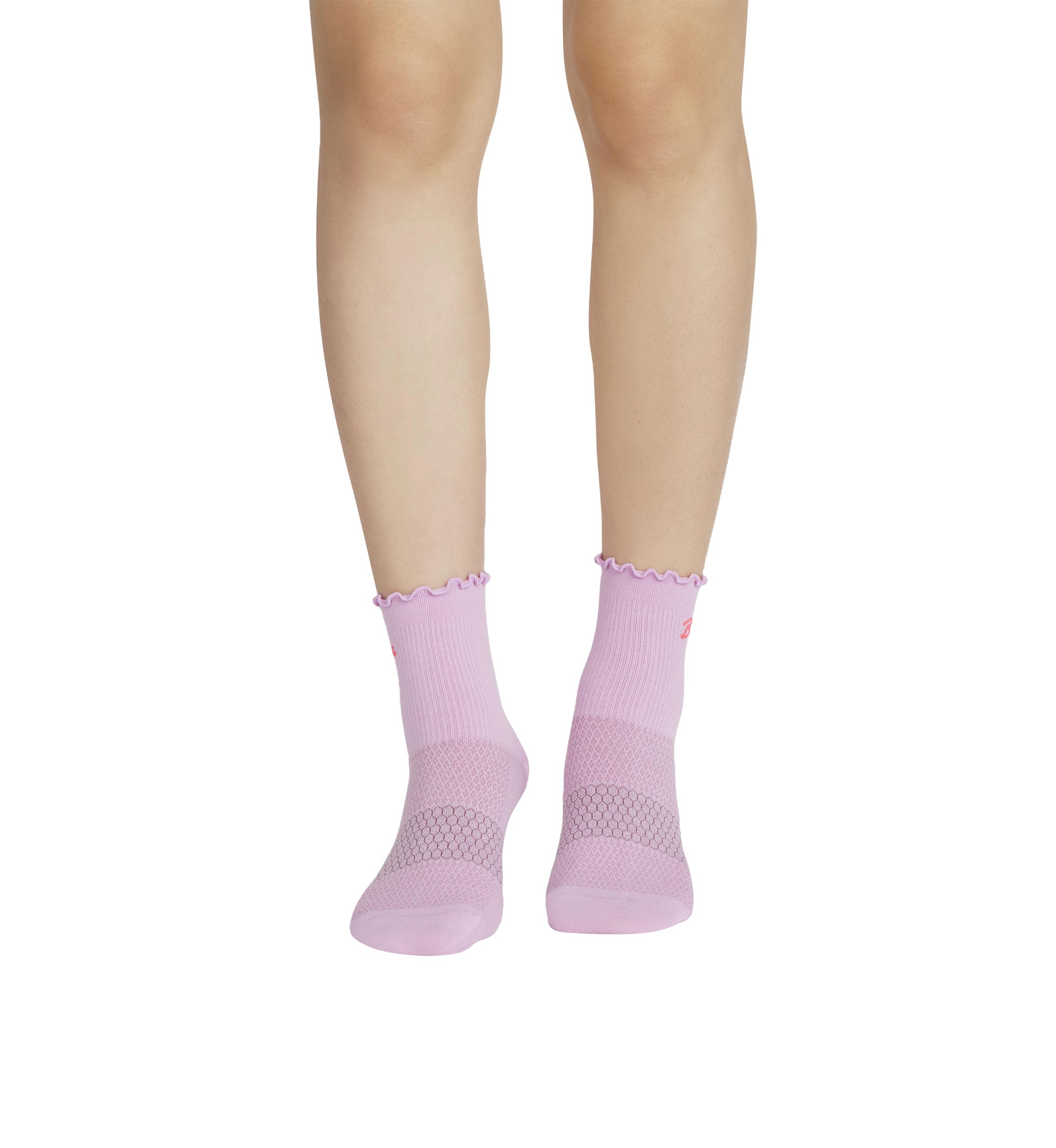 Solid Frilly Cuff Lightweight Performance Quarter Socks