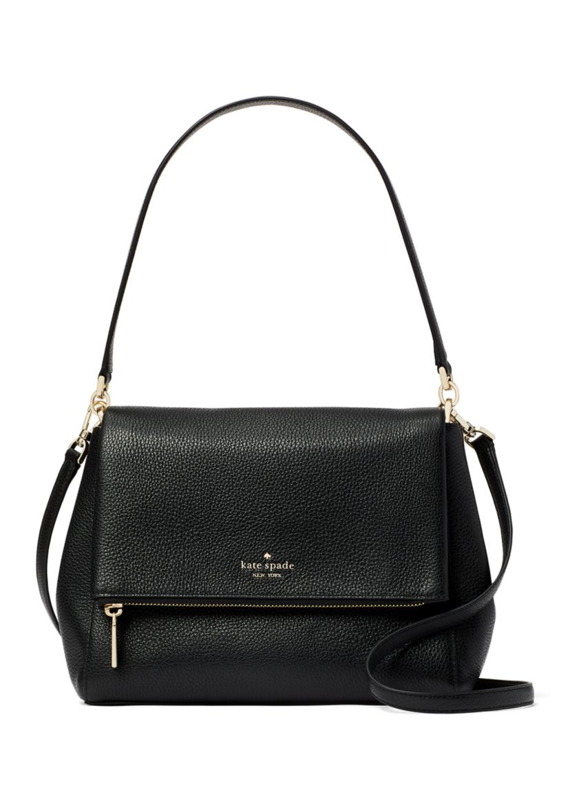 Leila Pebbled Leather Medium Flap Shoulder Bag 
